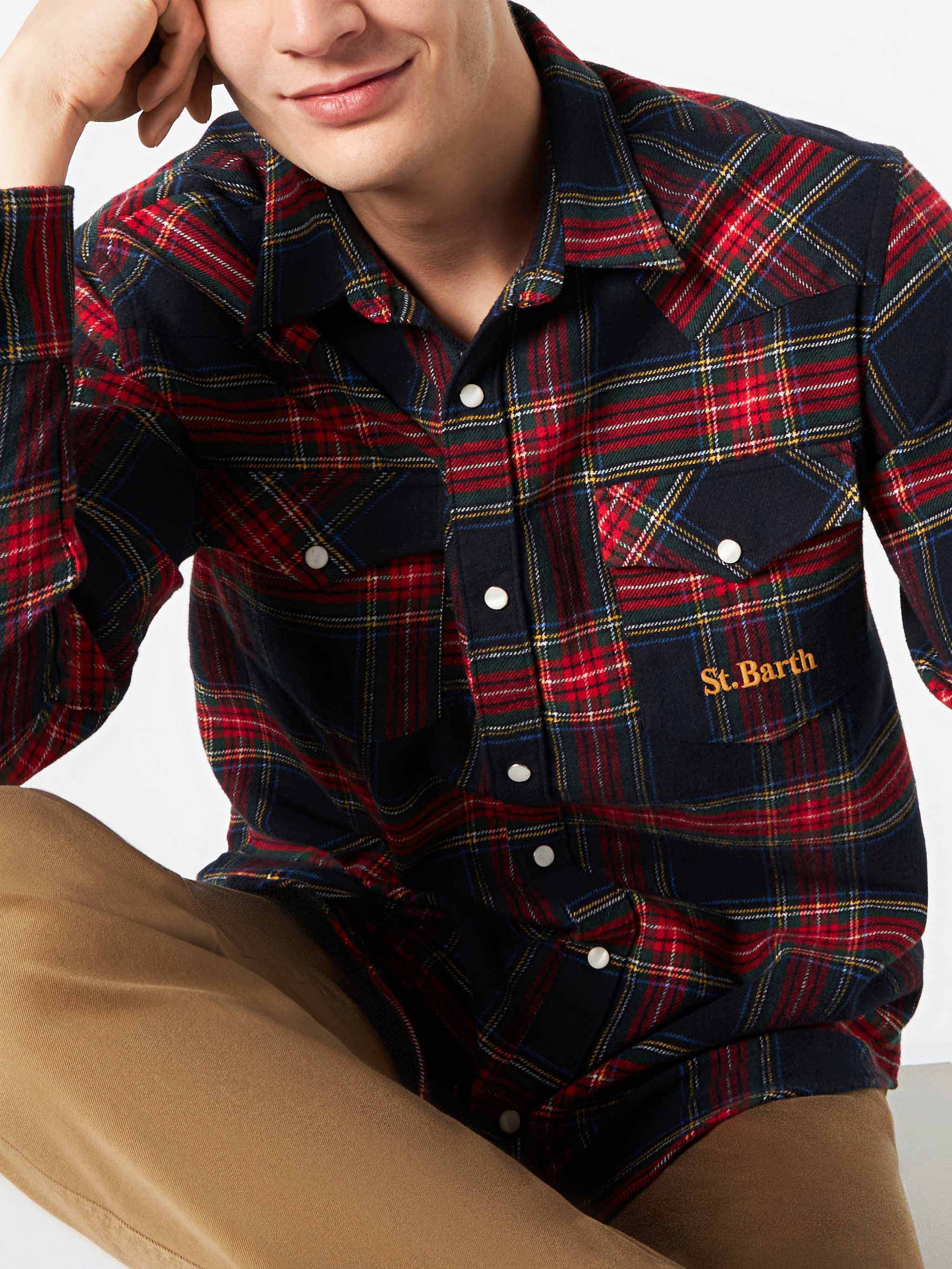 mc2-saint-barth-greg-camicia-tartan-blu-navy-in-cotone-stile-texano image 2