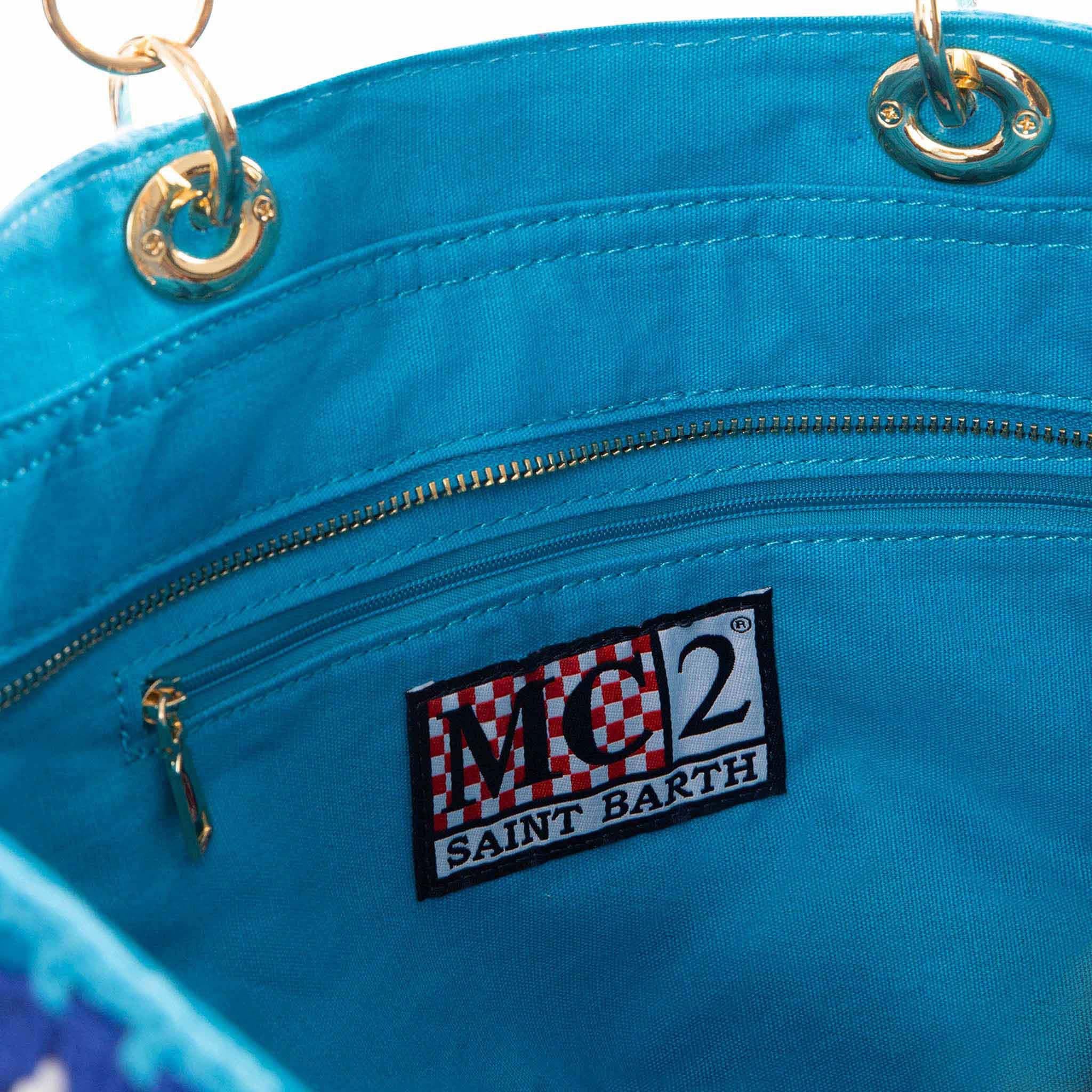 mc2-saint-barth-victoria-borsa-tote-crochet-azzurra-con-fiori image 5