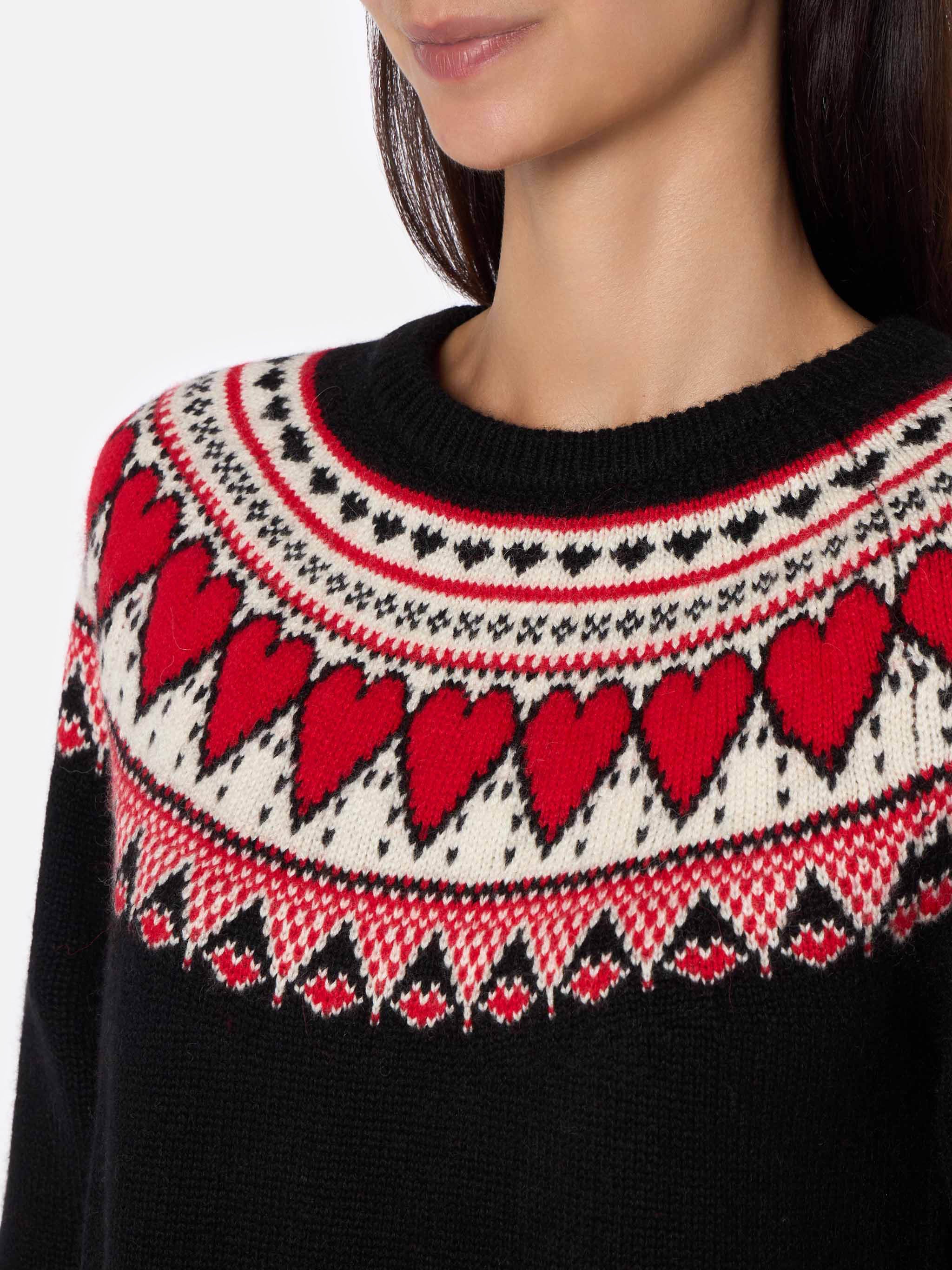 maglione-mc2-saint-barth-new-queen-nordic-girocollo-in-misto-lana-nero-con-jacqu image 2