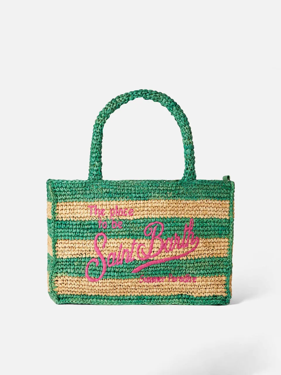 mc2-saint-barth-colette-borsa-in-rafia-a-righe-bianche-e-verdi-30x20x16-cm image 1
