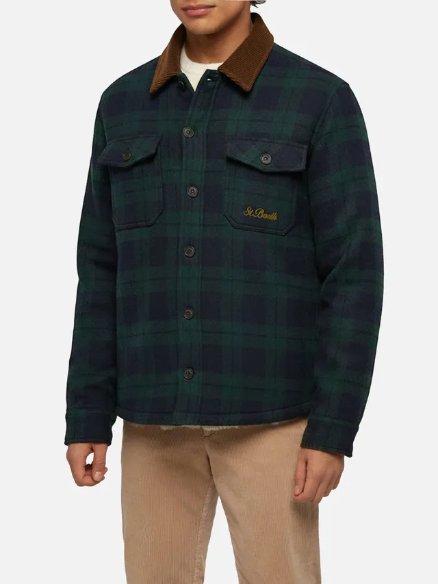 mc2-saint-barth-landeck-camicia-over-in-misto-lana-blu-tartan-uomo image 1