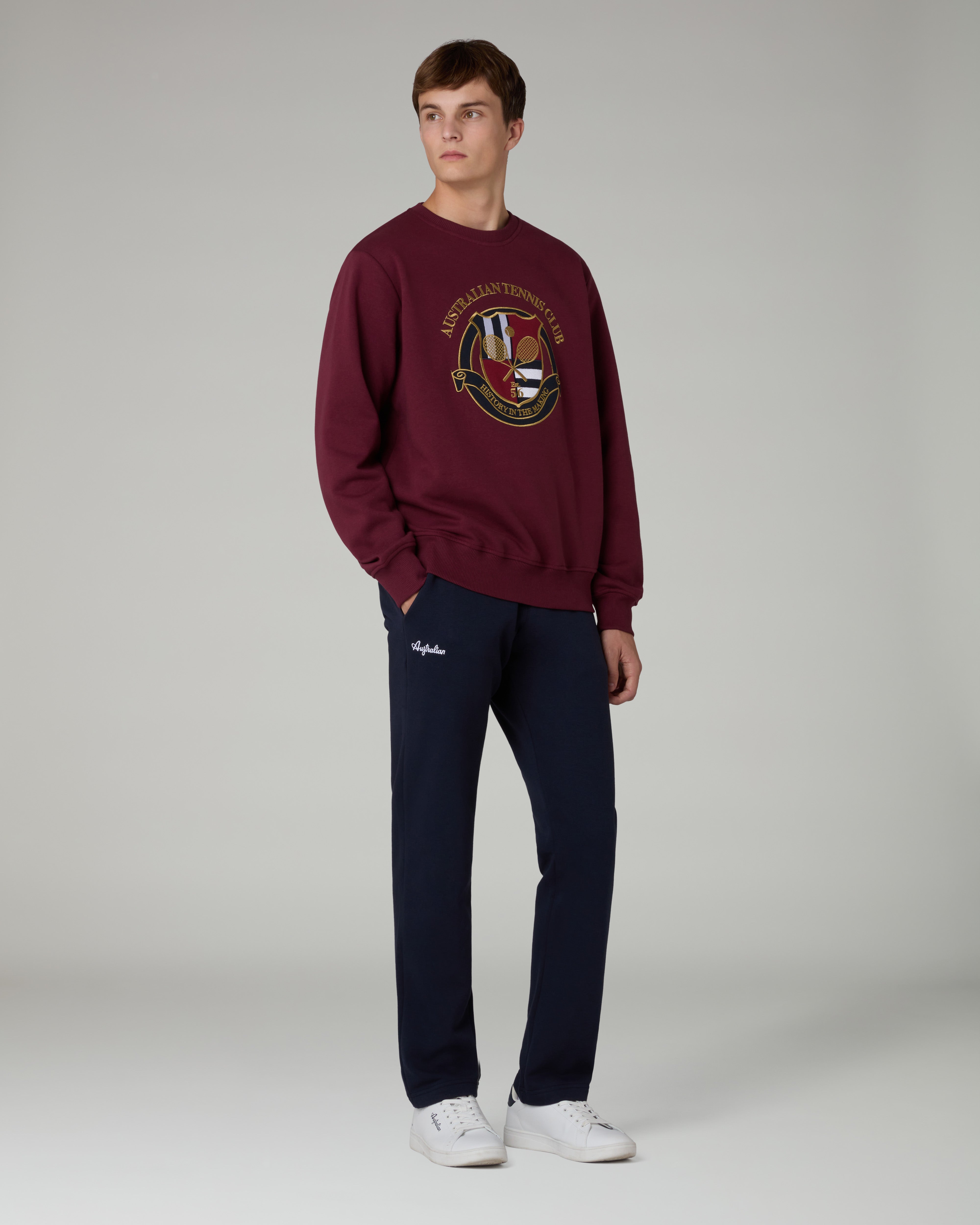 australian-tennis-club-crewneck-felpa-girocollo-cotone-rubino image 2