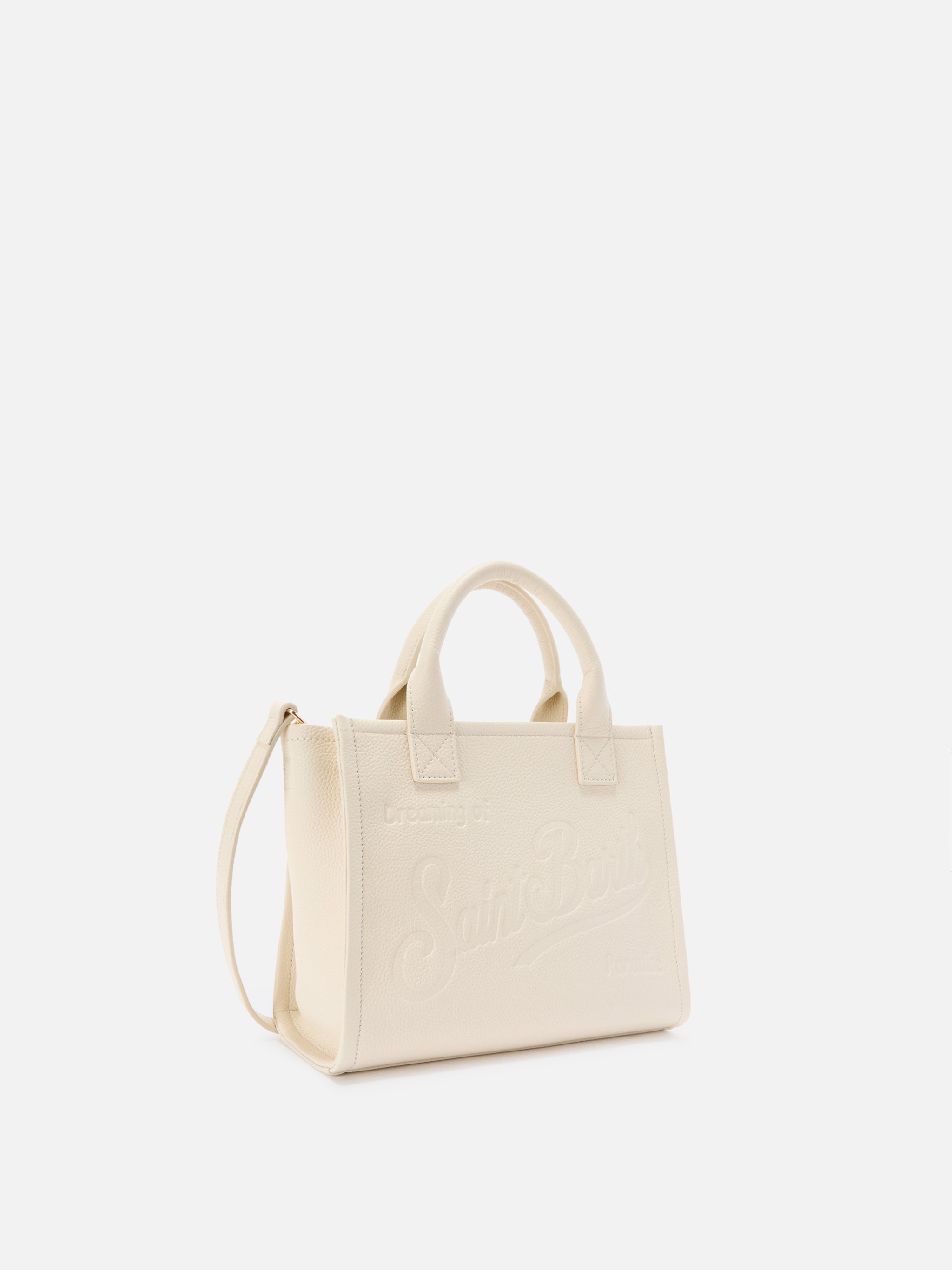 mc2-saint-barth-vanity-medium-borsa-a-mano-in-pelle-martellata-avorio image 2