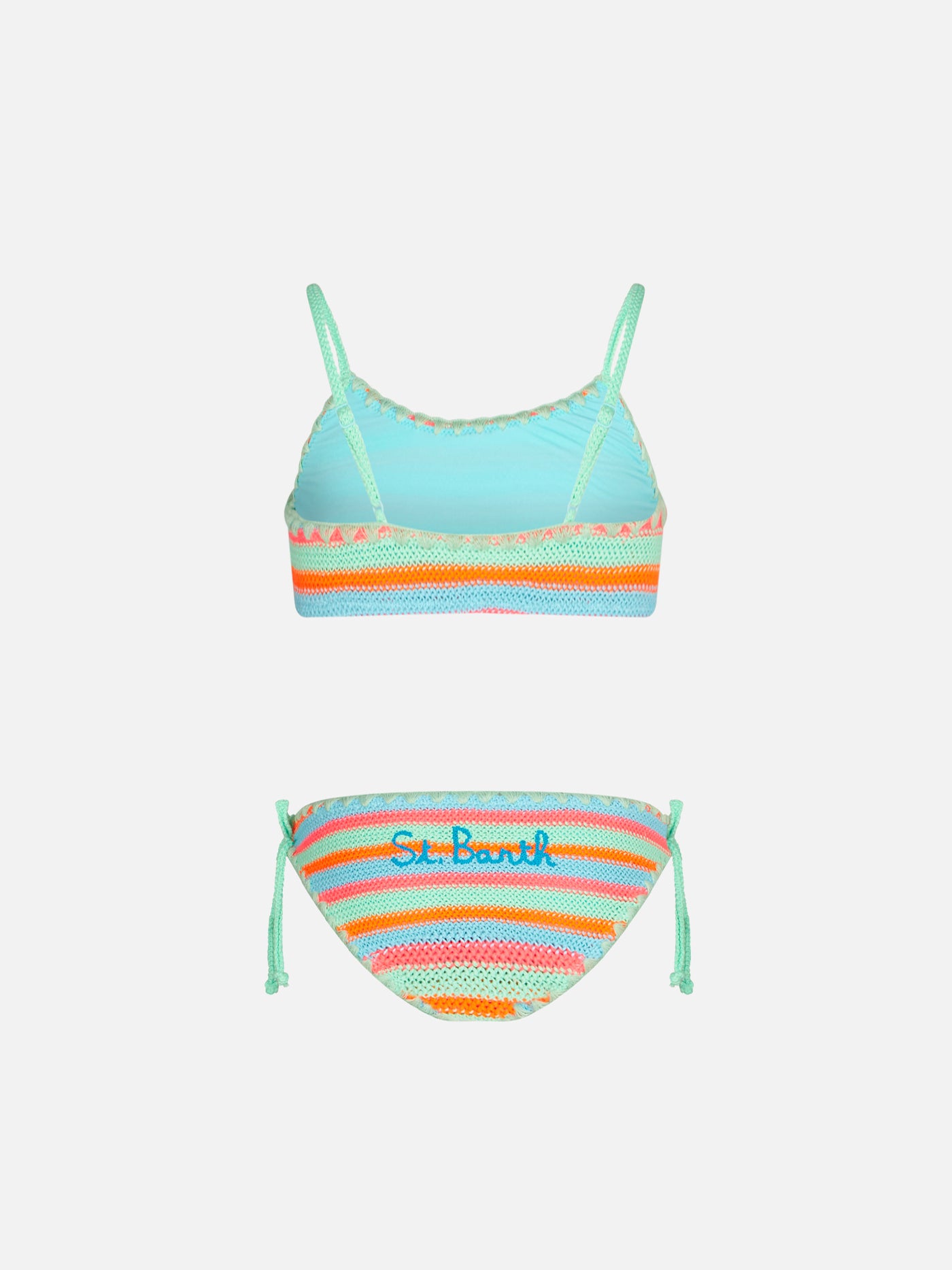 mc2-saint-barth-bikini-da-bambina-a-bralette-crochet-con-righe-multicolore image 2