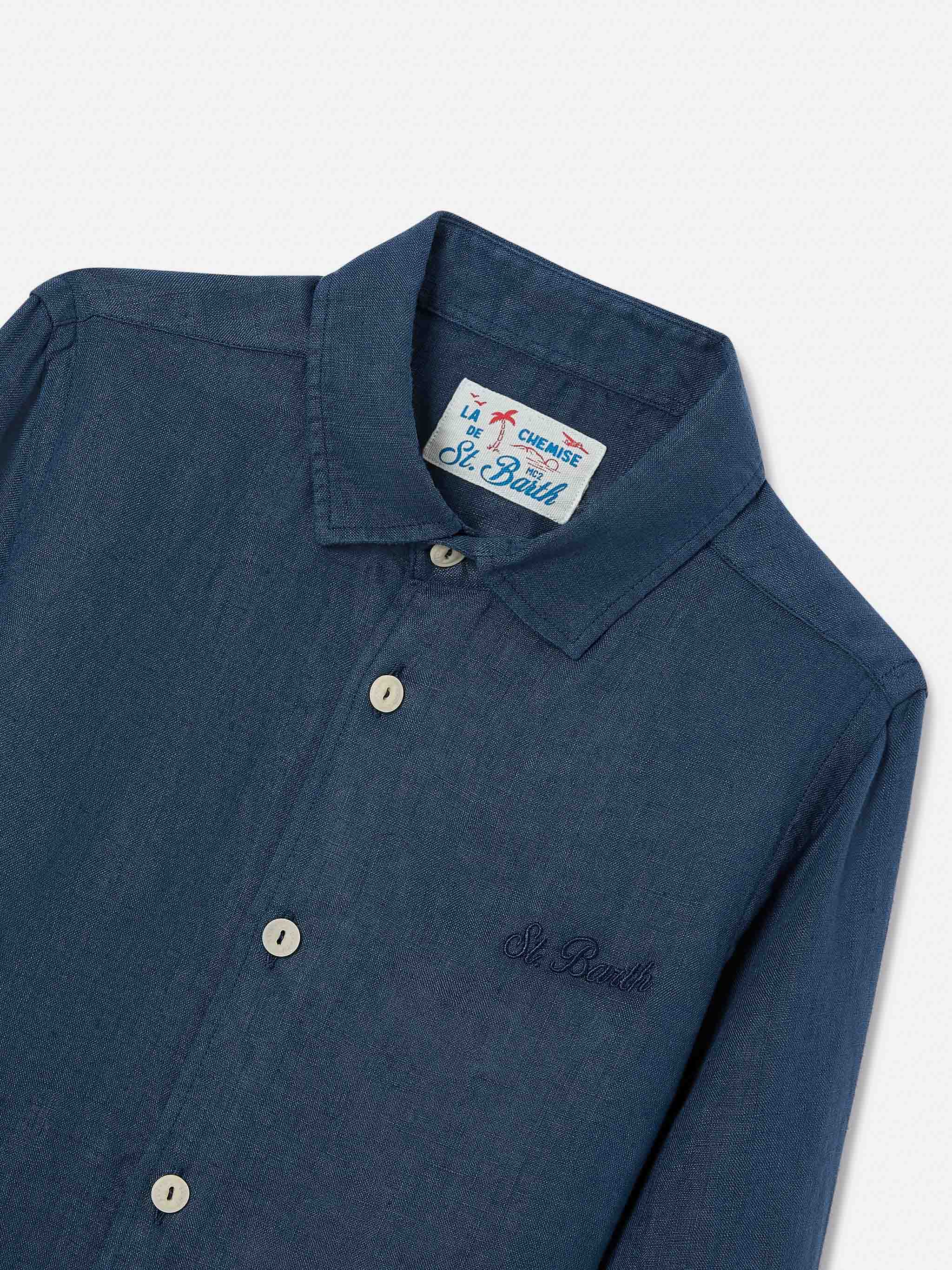 mc2-saint-barth-agnes-camicia-bambino-in-lino-blu-navy image 2