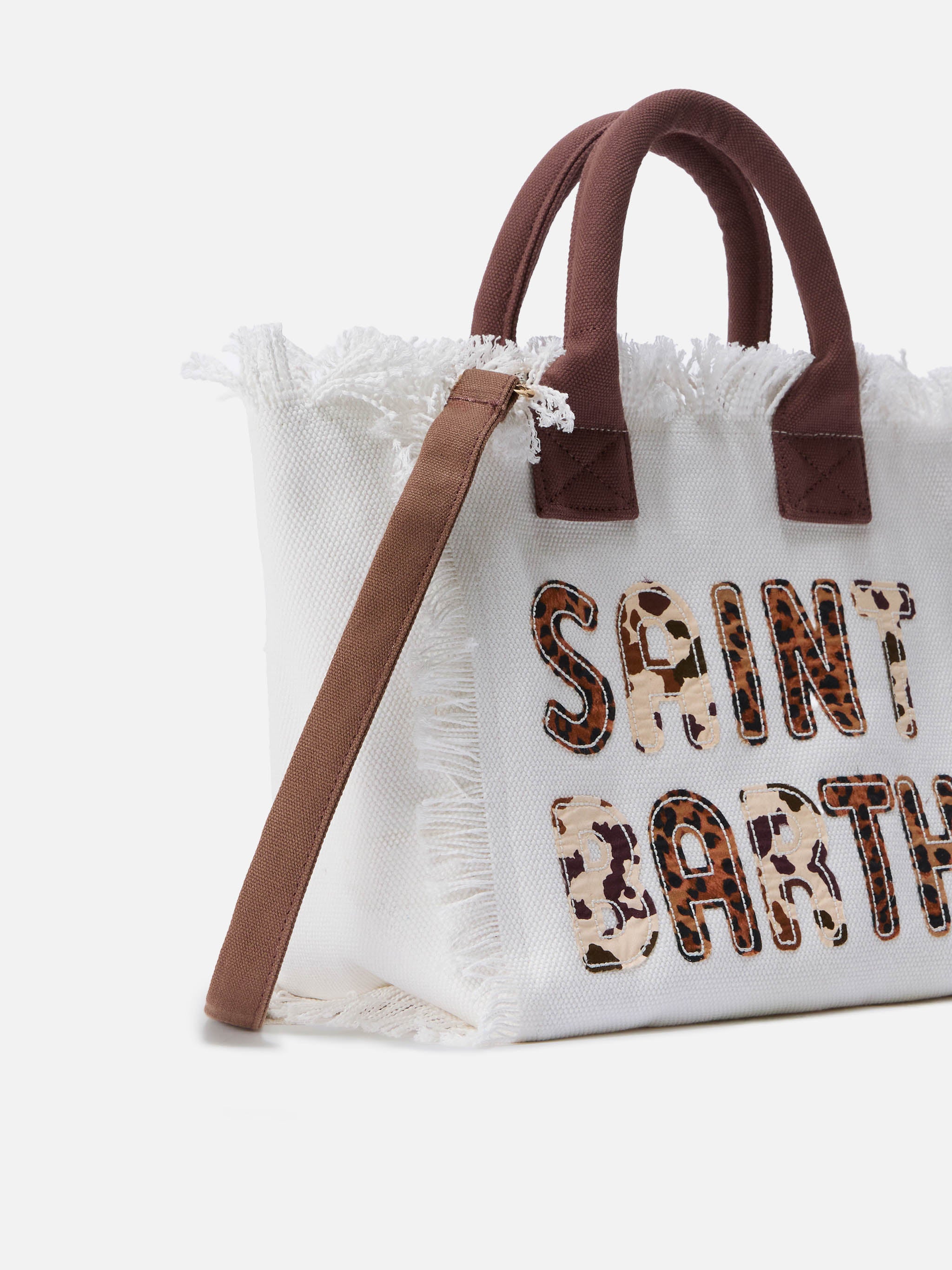 mc2-saint-barth-colette-borsa-canvas-bianca-con-patch-logo-animalier image 3