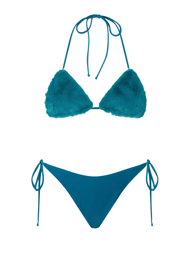 mc2-saint-barth-leah-marielle-bikini-triangolo-donna-effetto-pelliccia-verde-tea image 1