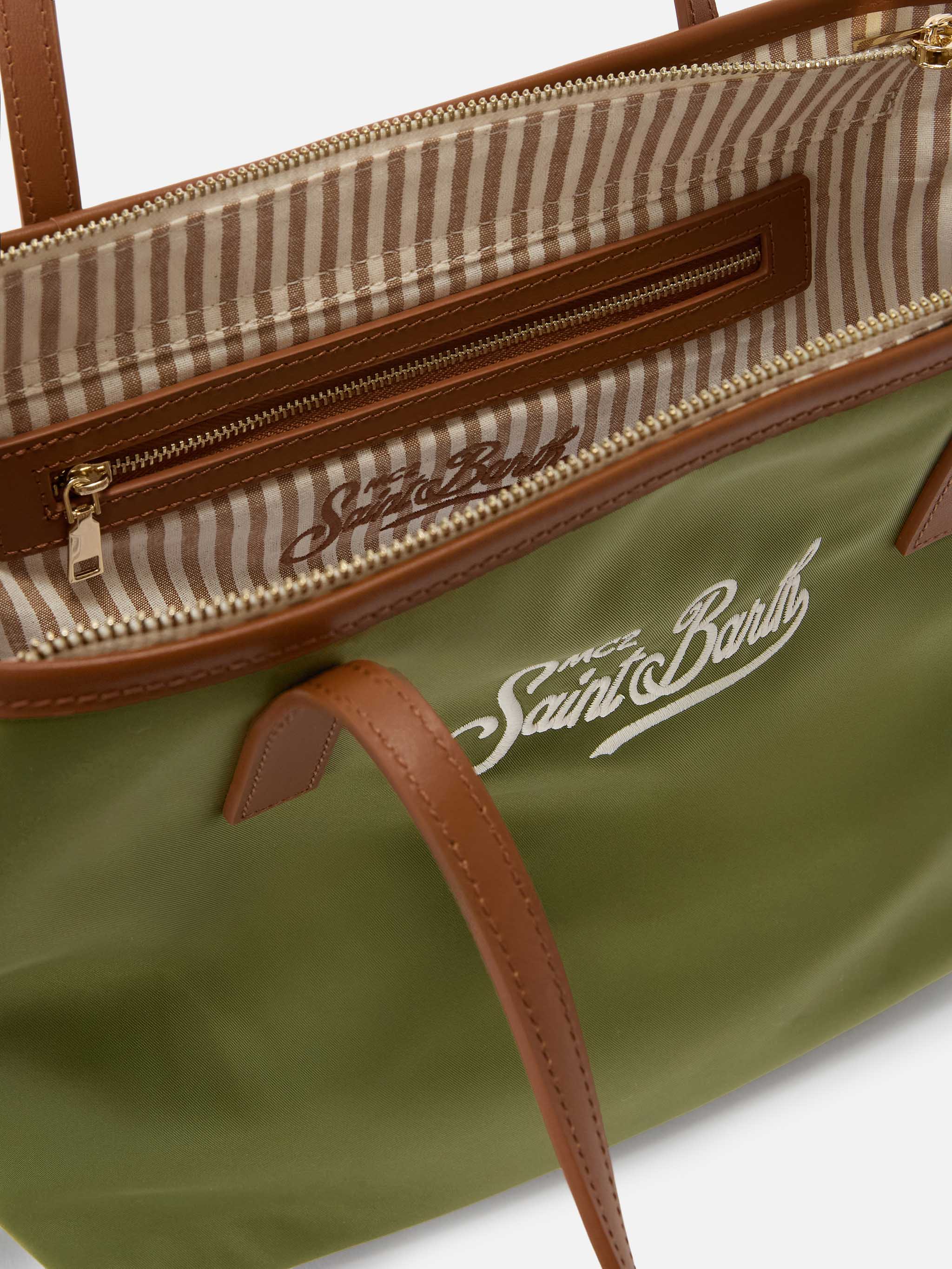 mc2-saint-barth-borsa-city-medium-in-nylon-verde-militare-logo-ricamato image 5