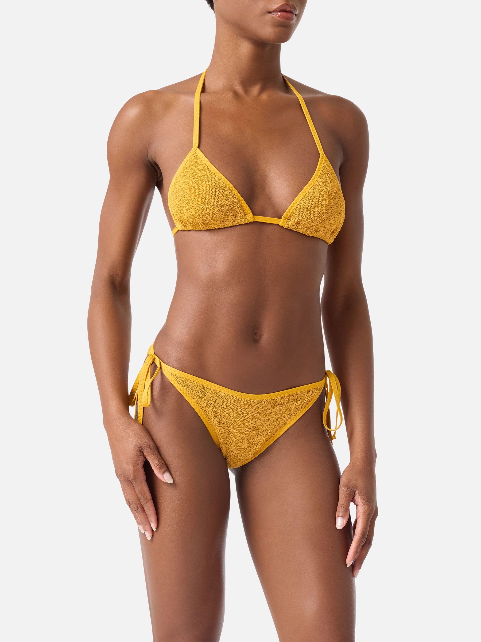 mc2-saint-barth-bikini-leah-marielle-triangolo-in-tessuto-crinkle-ocra-donna image 2
