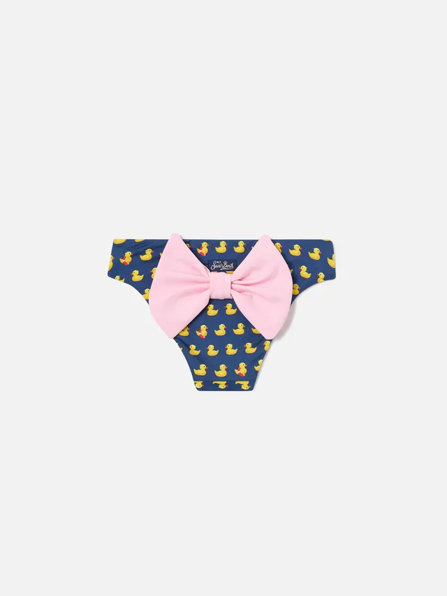 mc2-saint-barth-slip-mare-madame-per-bambina-con-stampa-paperelle-e-fiocco-rosa image 1