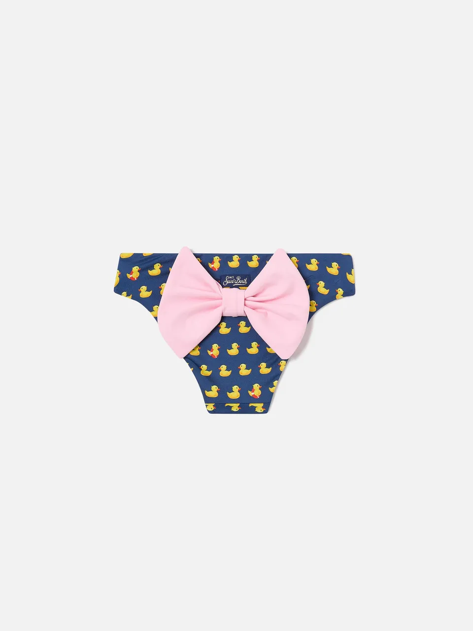 mc2-saint-barth-slip-mare-madame-per-bambina-con-stampa-paperelle-e-fiocco-rosa image 1
