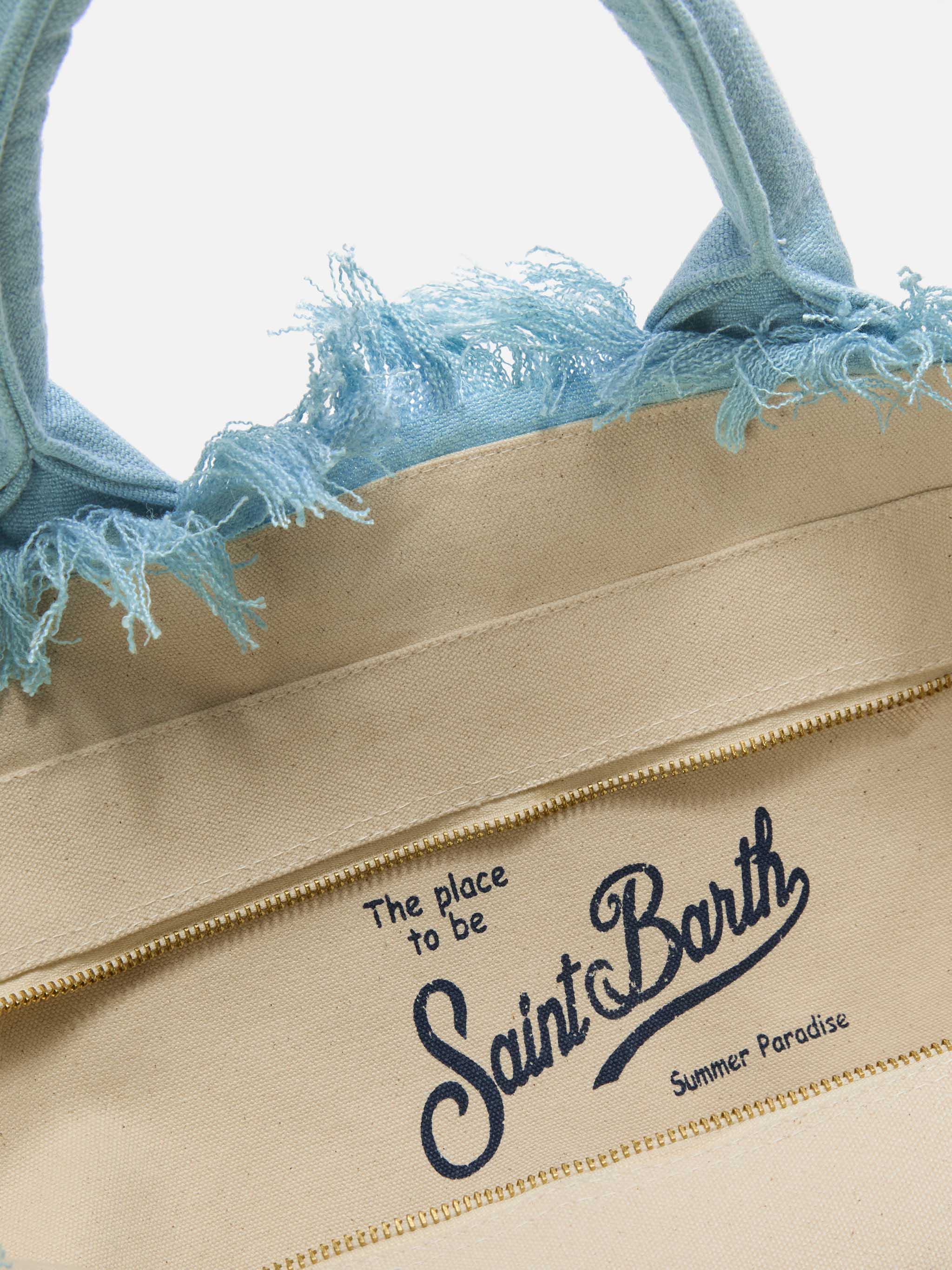 mc2-saint-barth-borsa-vanity-regular-in-lino-azzurro-tinta-unita-con-frange-e-zi image 4