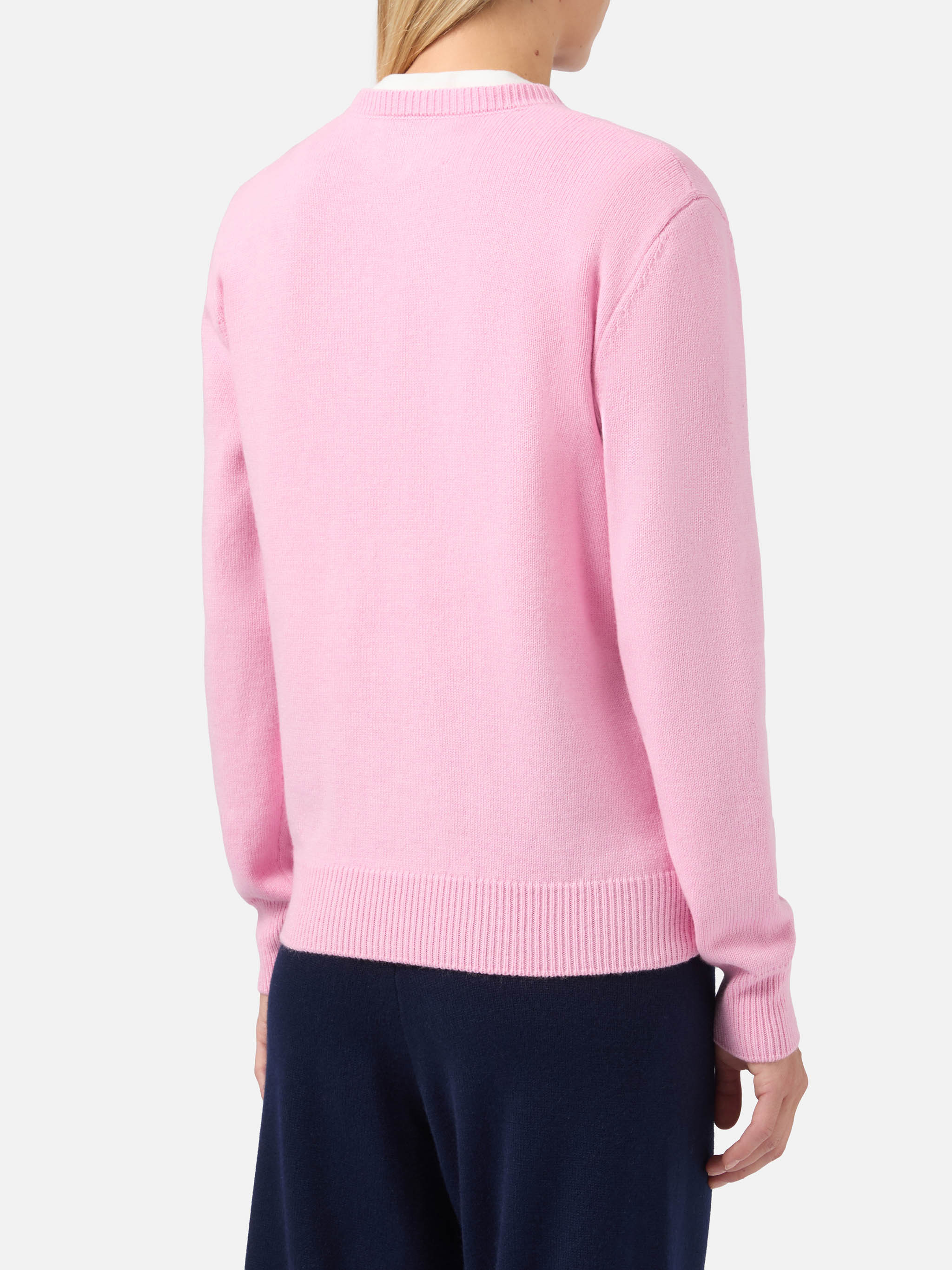 mc2-saint-barth-maglione-new-queen-donna-in-misto-cashmere-rosa-con-ricamo-non-v image 3