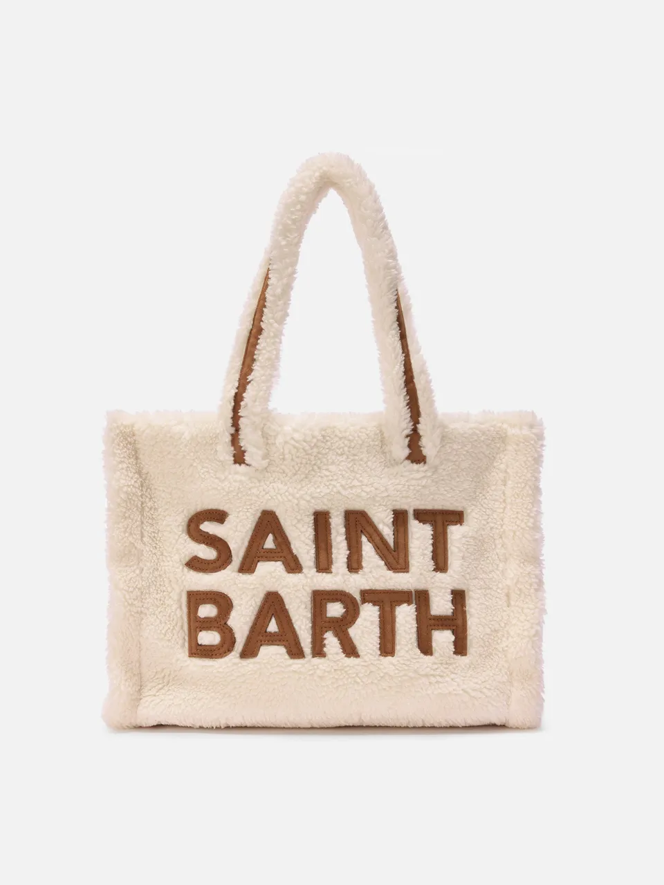 mc2-saint-barth-colette-teddy-borsa-bianca-effetto-sherpa-con-maxi-logo image 1