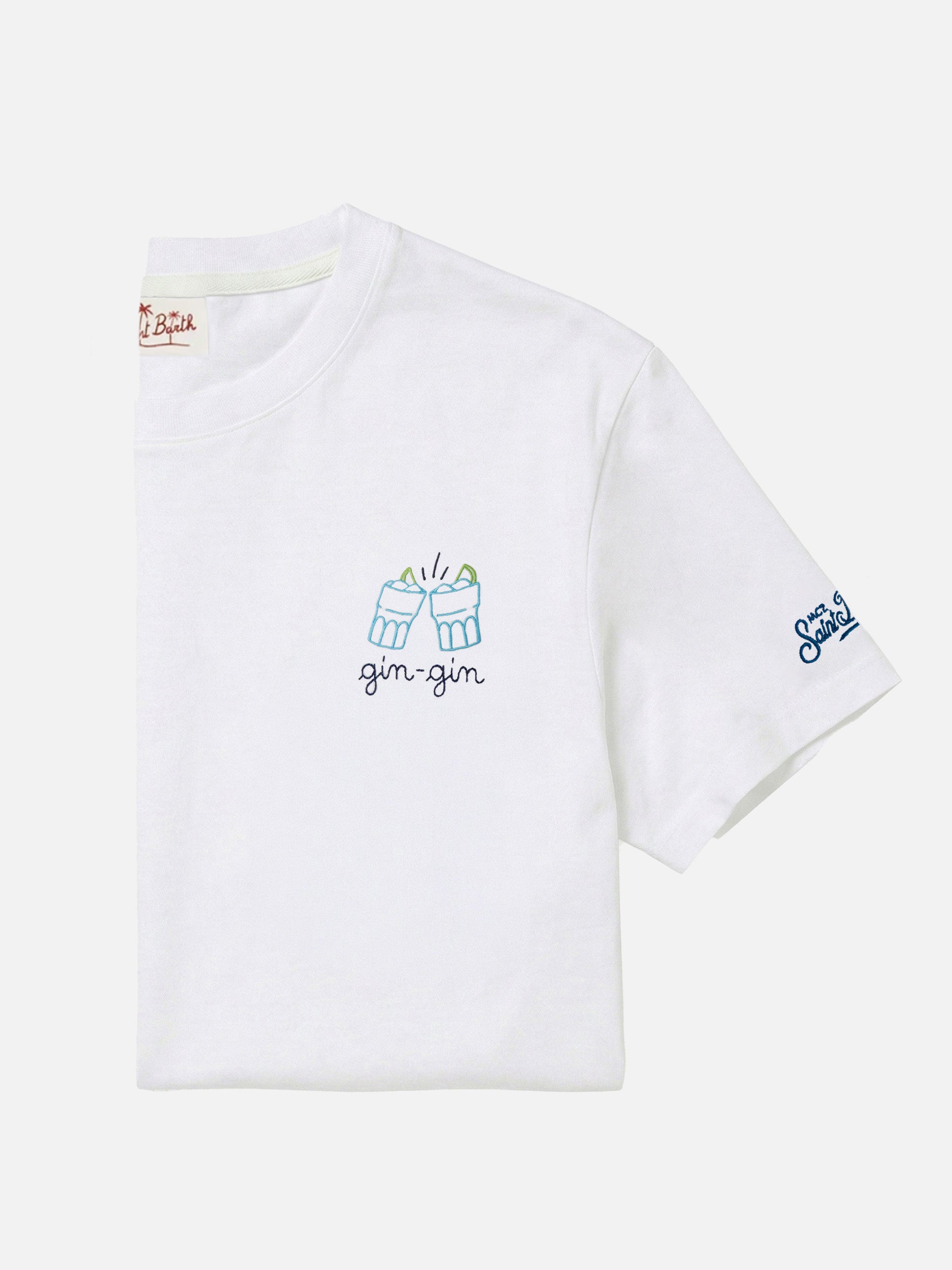mc2-saint-barth-portofino-t-shirt-uomo-bianca-cotone-con-ricamo-gin-gin image 1