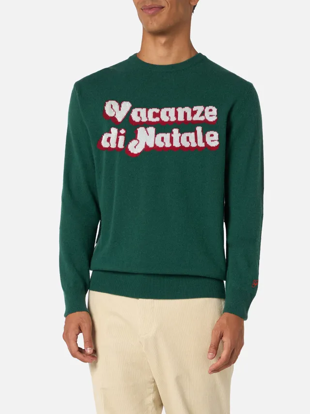 mc2-saint-barth-heron-girocollo-verde-con-jacquard-vacanze-di-natale image 1