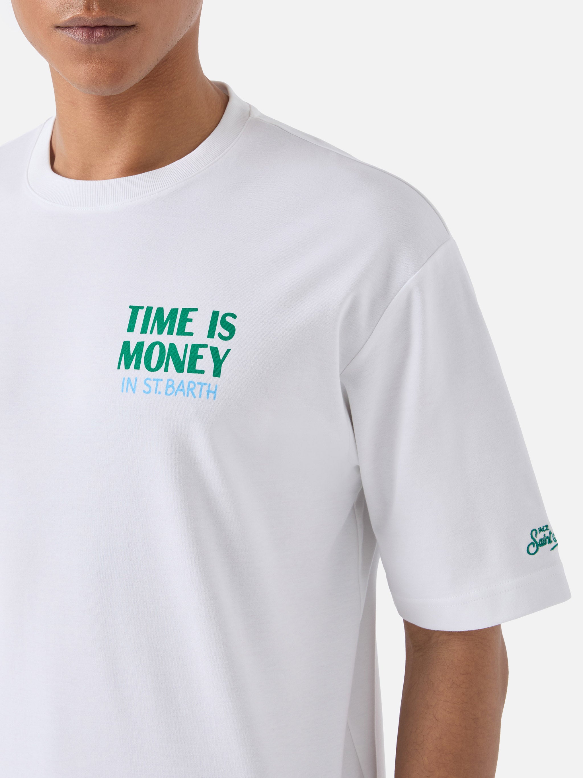 mc2-saint-barth-t-shirt-delmar-con-stampa-time-is-money-e-maxi-grafica-sul-retro image 2