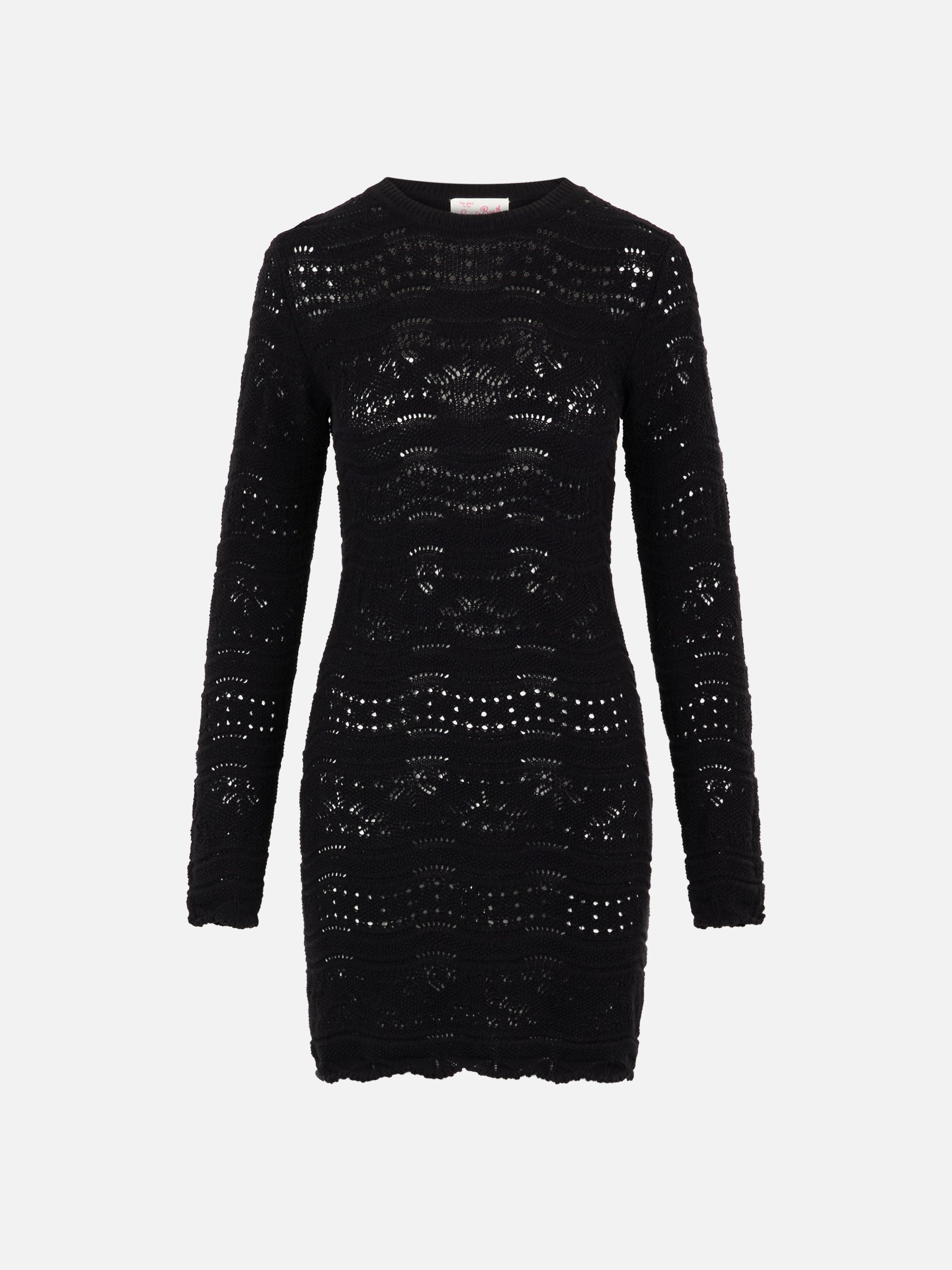 mc2-saint-barth-imany-abito-donna-maglia-cotone-nero-traforato-mini image 4