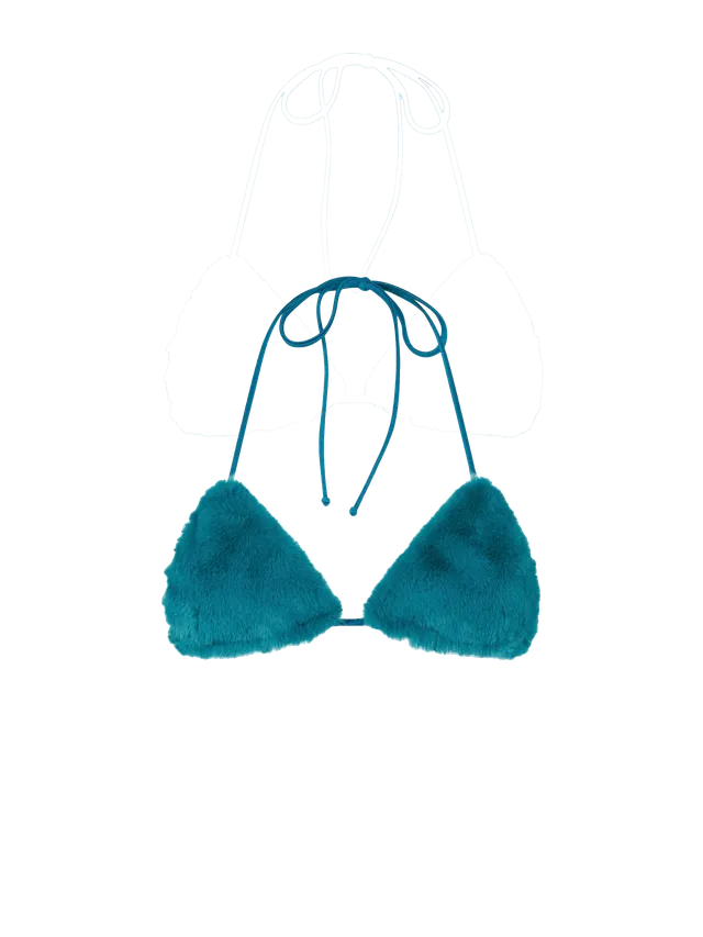 mc2-saint-barth-leah-top-bikini-triangolo-donna-teal-effetto-pelliccia image 1