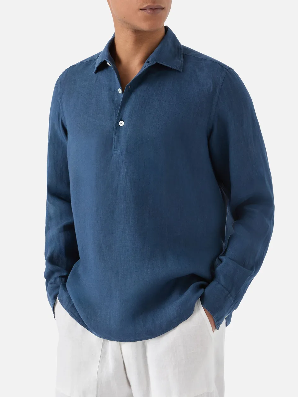 mc2-saint-barth-polo-raphael-in-puro-lino-blu-navy-da-uomo image 1