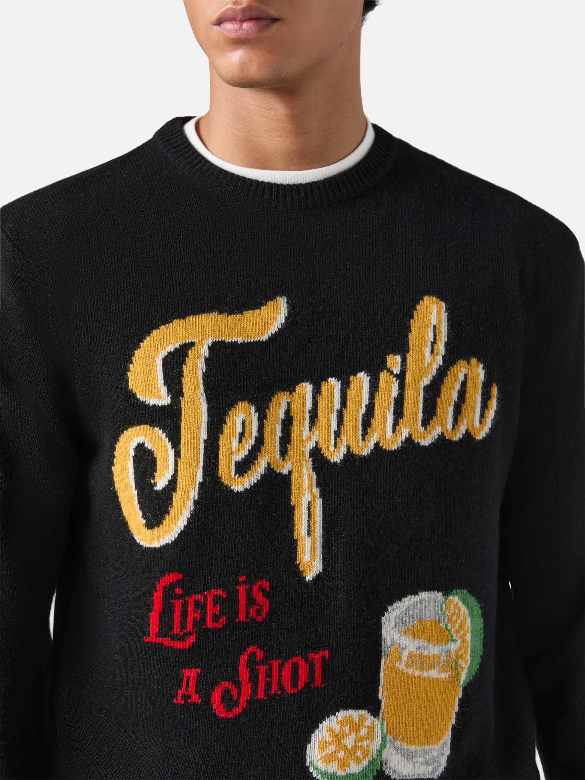 mc2-saint-barth-girocollo-heron-nero-con-jacquard-tequila-life-is-a-shot image 2