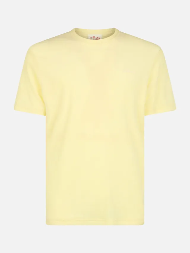 mc2-saint-barth-gary-t-shirt-uomo-gialla-effetto-spugna-con-ricamo-logo image 1