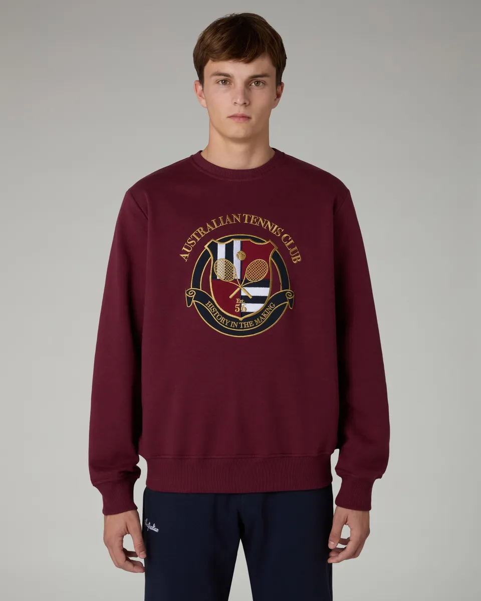 australian-tennis-club-crewneck-felpa-girocollo-cotone-rubino image 1