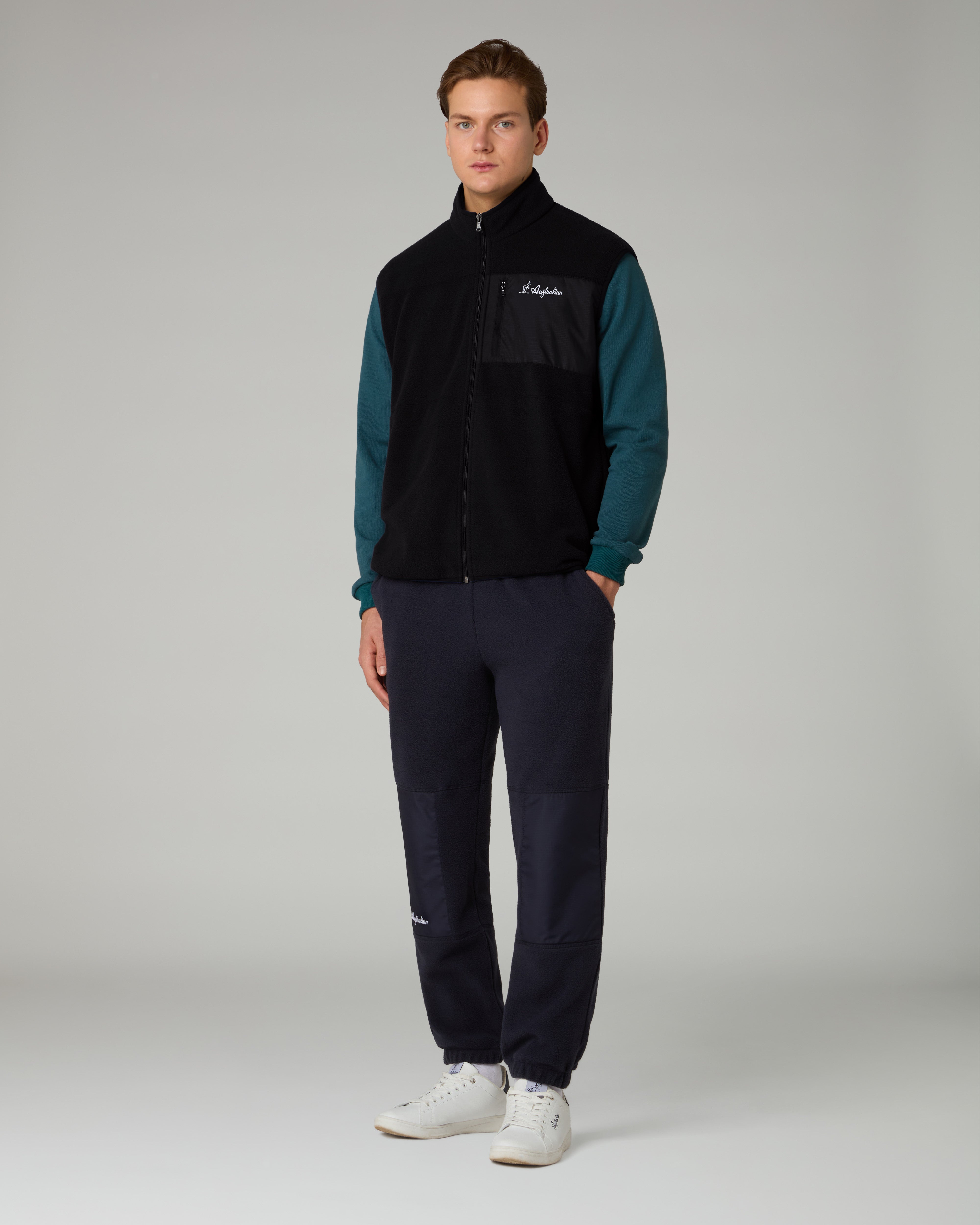 australian-color-block-gilet-pile-nero-full-zip image 2