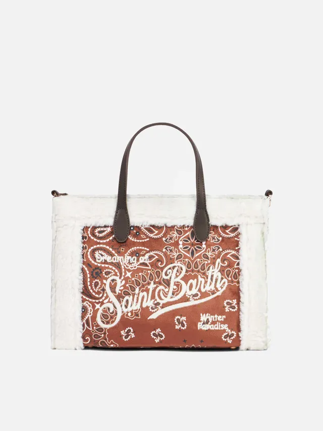 mc2-saint-barth-borsa-vivian-a-mano-30x20x12-cm-stampa-bandana-marrone-con-bordo image 1