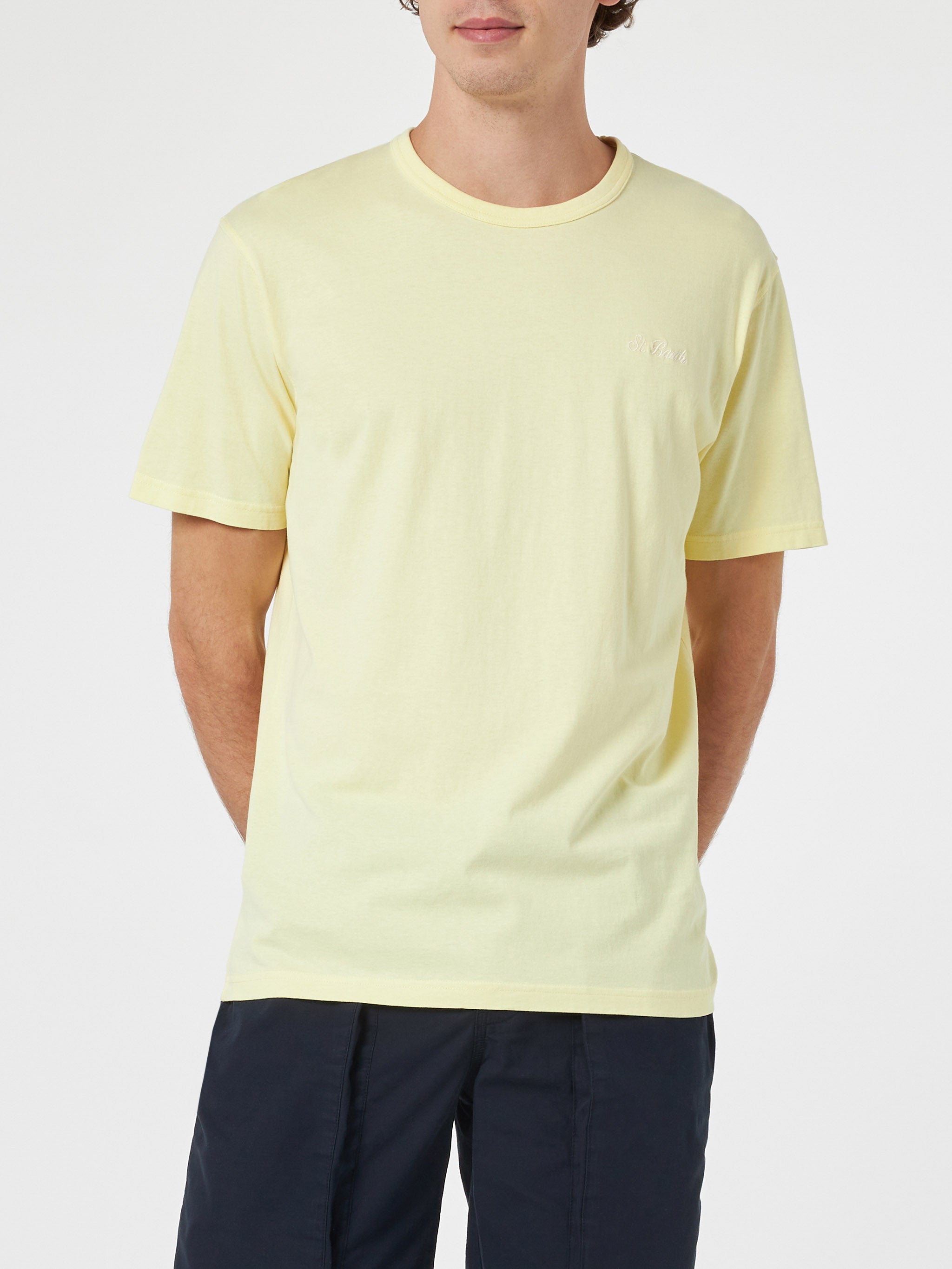 mc2-saint-barth-dover-t-shirt-uomo-in-cotone-giallo-chiaro-tinta-unita image 3