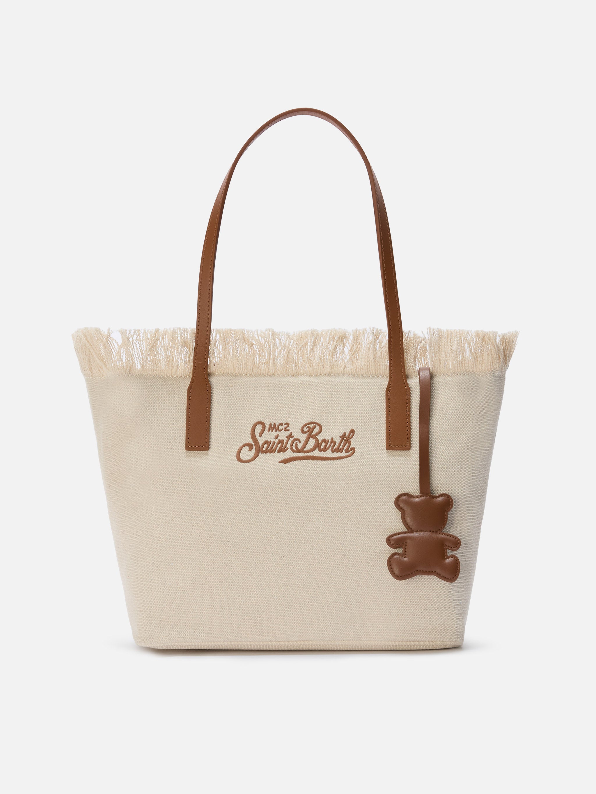 bag-charm-mc2-saint-barth-a-forma-di-orsetto-in-pelle-liscia-marrone-con-targhet image 2
