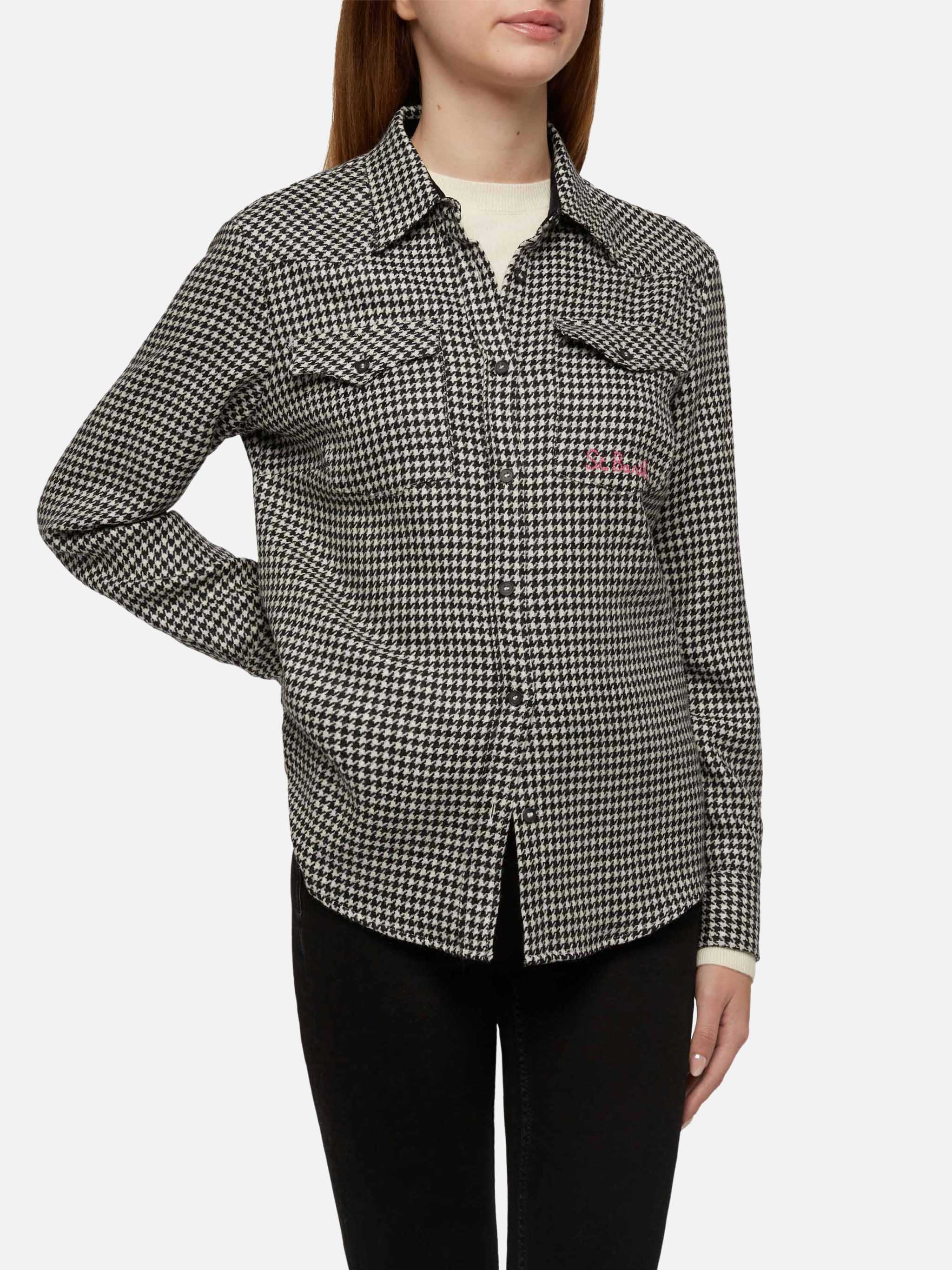 mc2-saint-barth-camicia-in-lana-deer-con-stampa-pied-de-poule-da-donna image 1