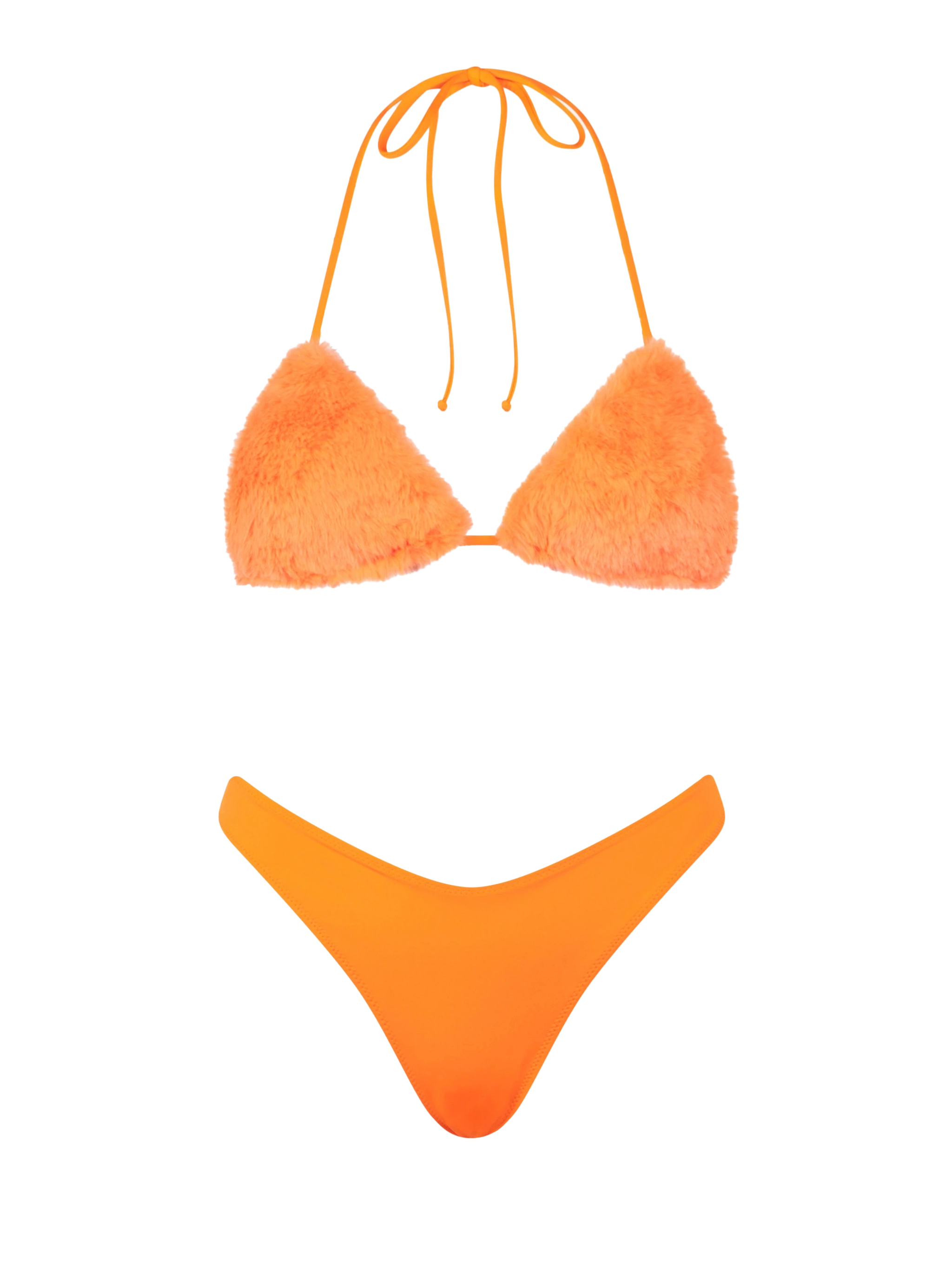 mc2-saint-barth-leah-naomi-bikini-triangolo-effetto-pelliccia-arancione-fluo image 1