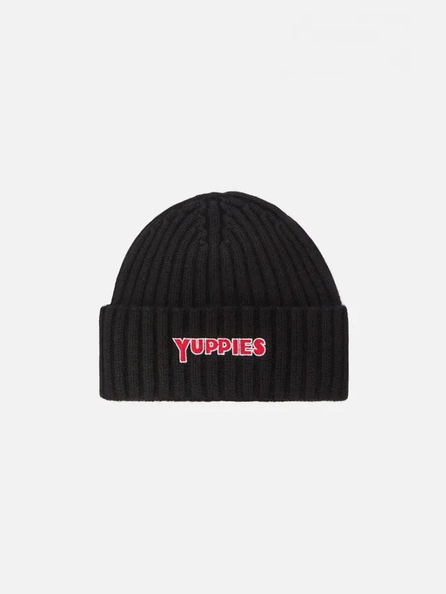 mc2-saint-barth-wengen-berretto-in-misto-cashmere-nero-con-ricamo-yuppies image 1