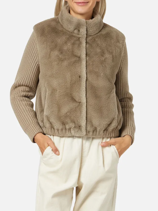 mc2-saint-barth-gilet-mael-in-faux-fur-con-maniche-in-maglia-donna-vestibilit-ov image 1