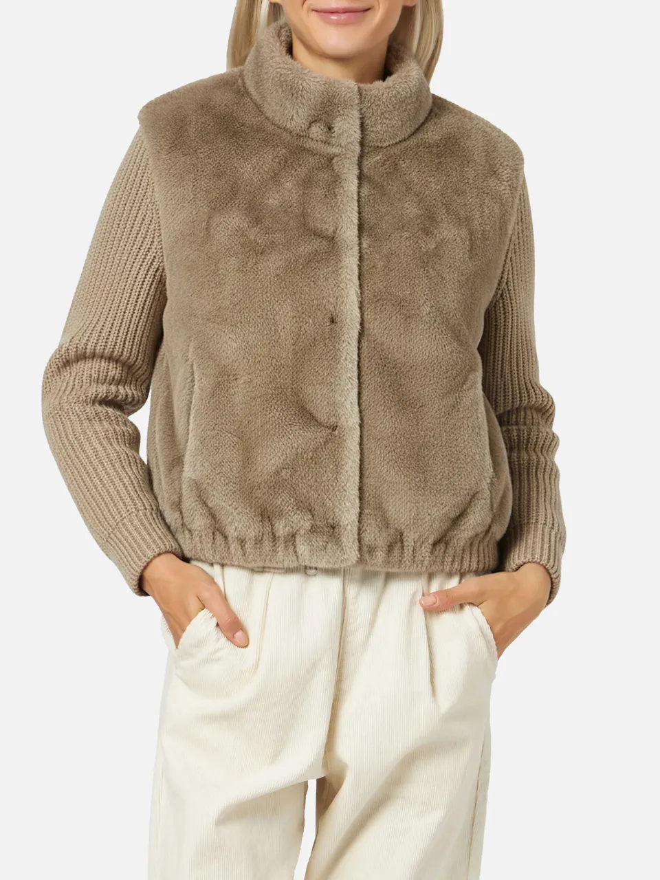 mc2-saint-barth-gilet-mael-in-faux-fur-con-maniche-in-maglia-donna-vestibilit-ov image 1