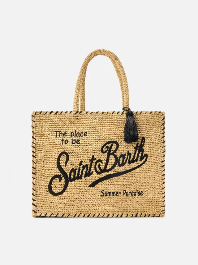 mc2-saint-barth-vanity-regular-borsa-tote-in-raffia-beige-con-dettagli-neri image 1