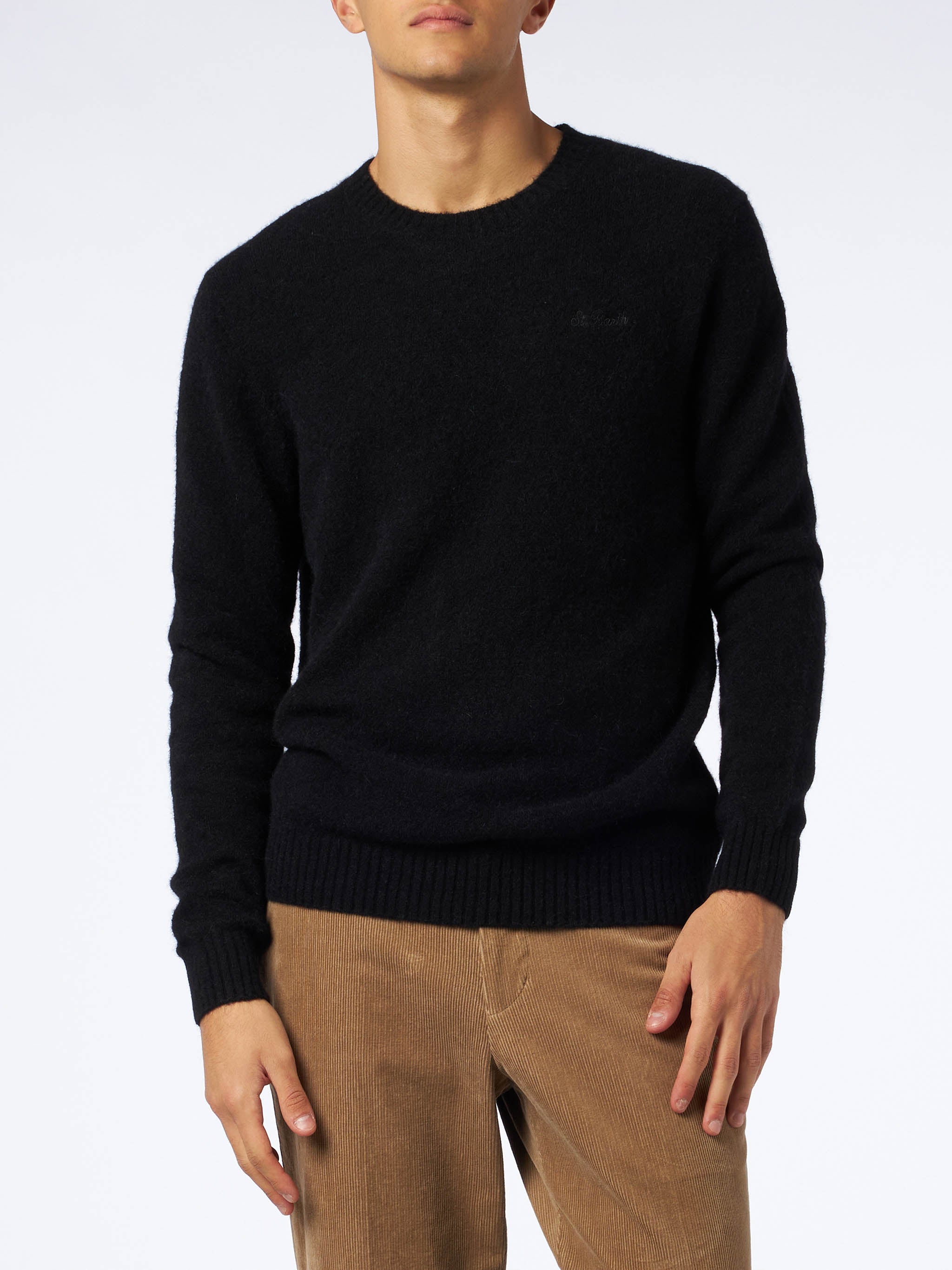 mc2-saint-barth-heron-maglione-uomo-girocollo-nero-alpaca-stretch image 1