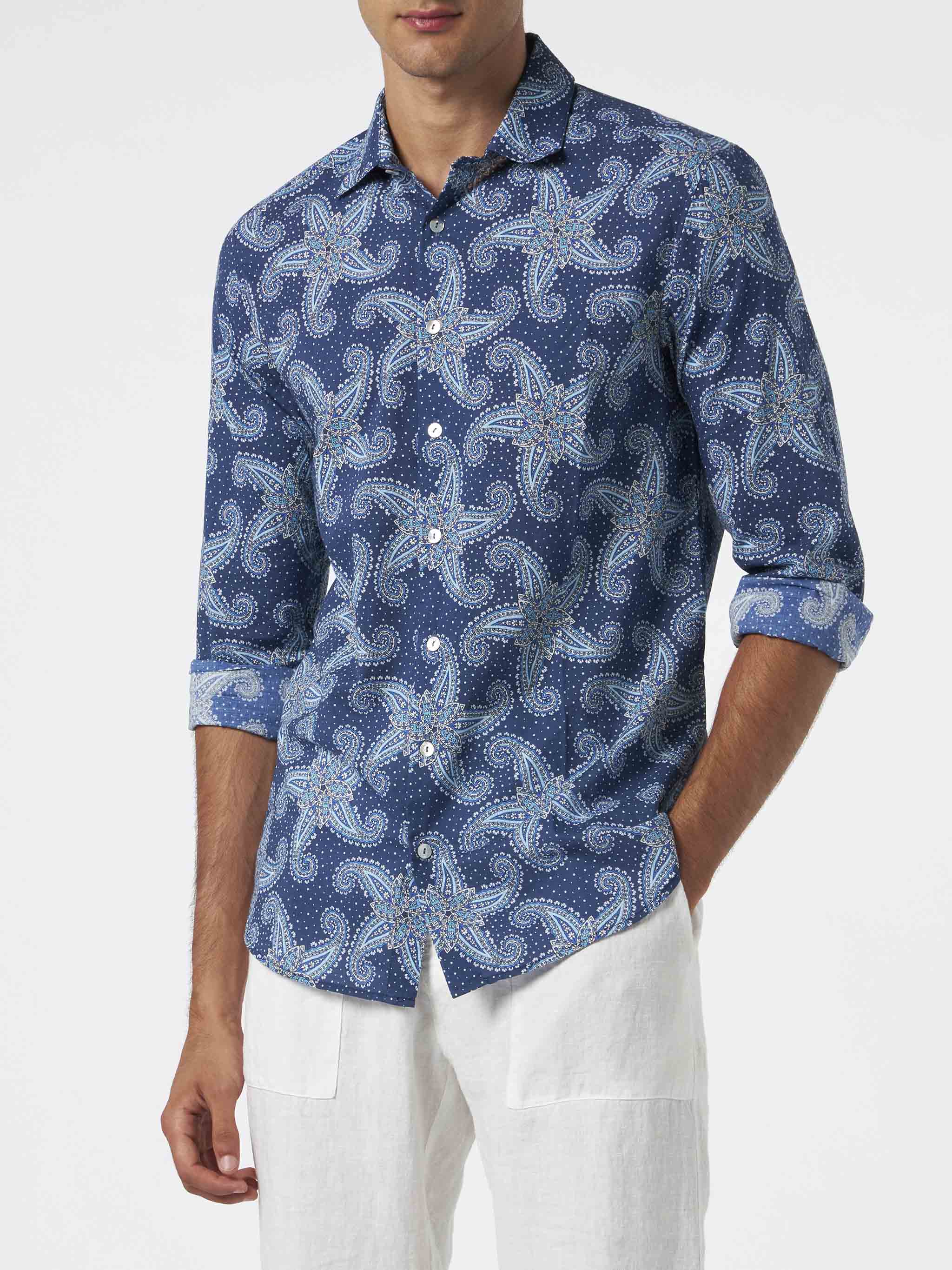 mc2-saint-barth-sikelia-camicia-uomo-mussola-cotone-paisley-blu image 1