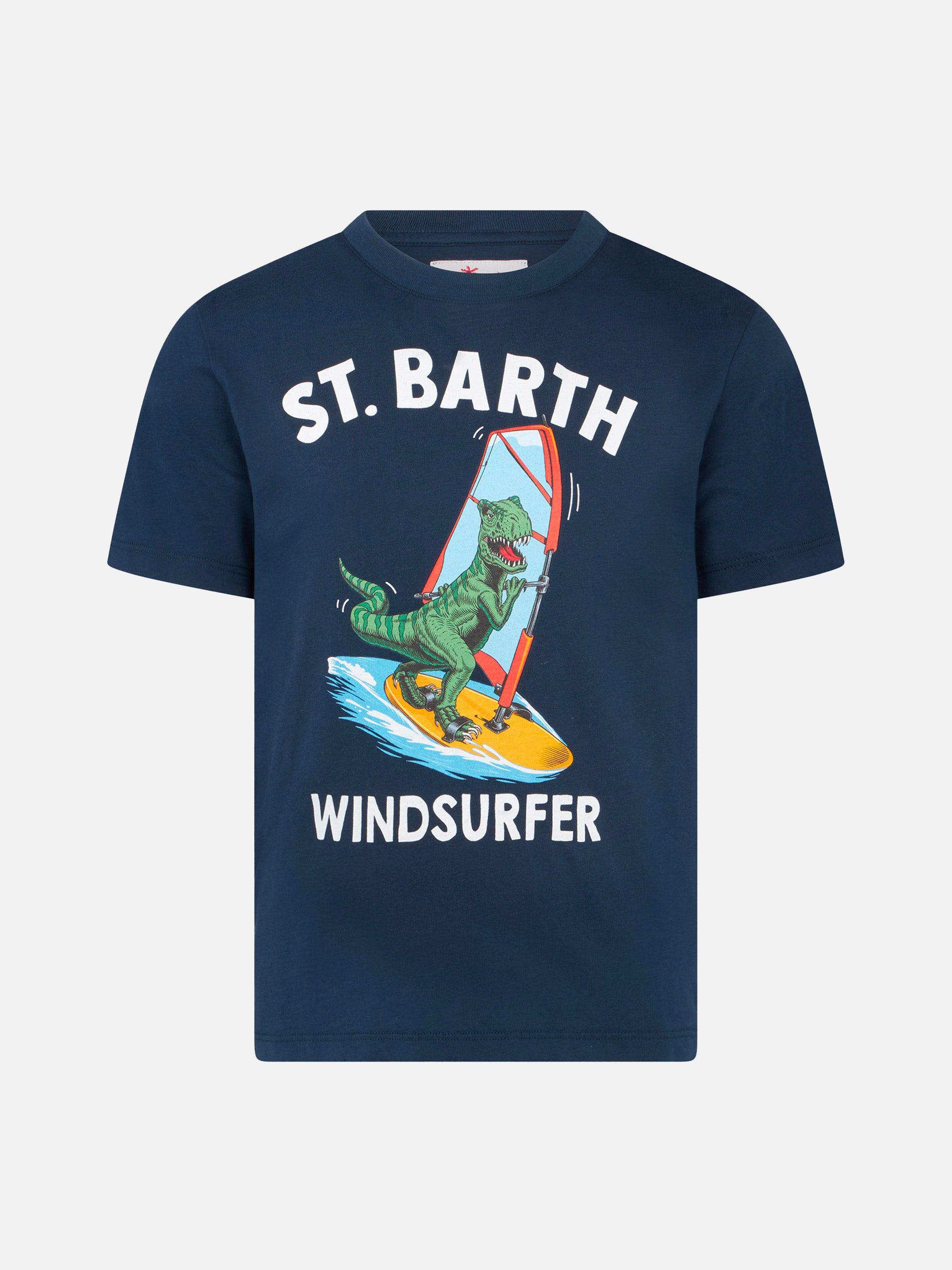 mc2-saint-barth-t-shirt-bambino-in-cotone-blu-stampa-dinosauri image 1