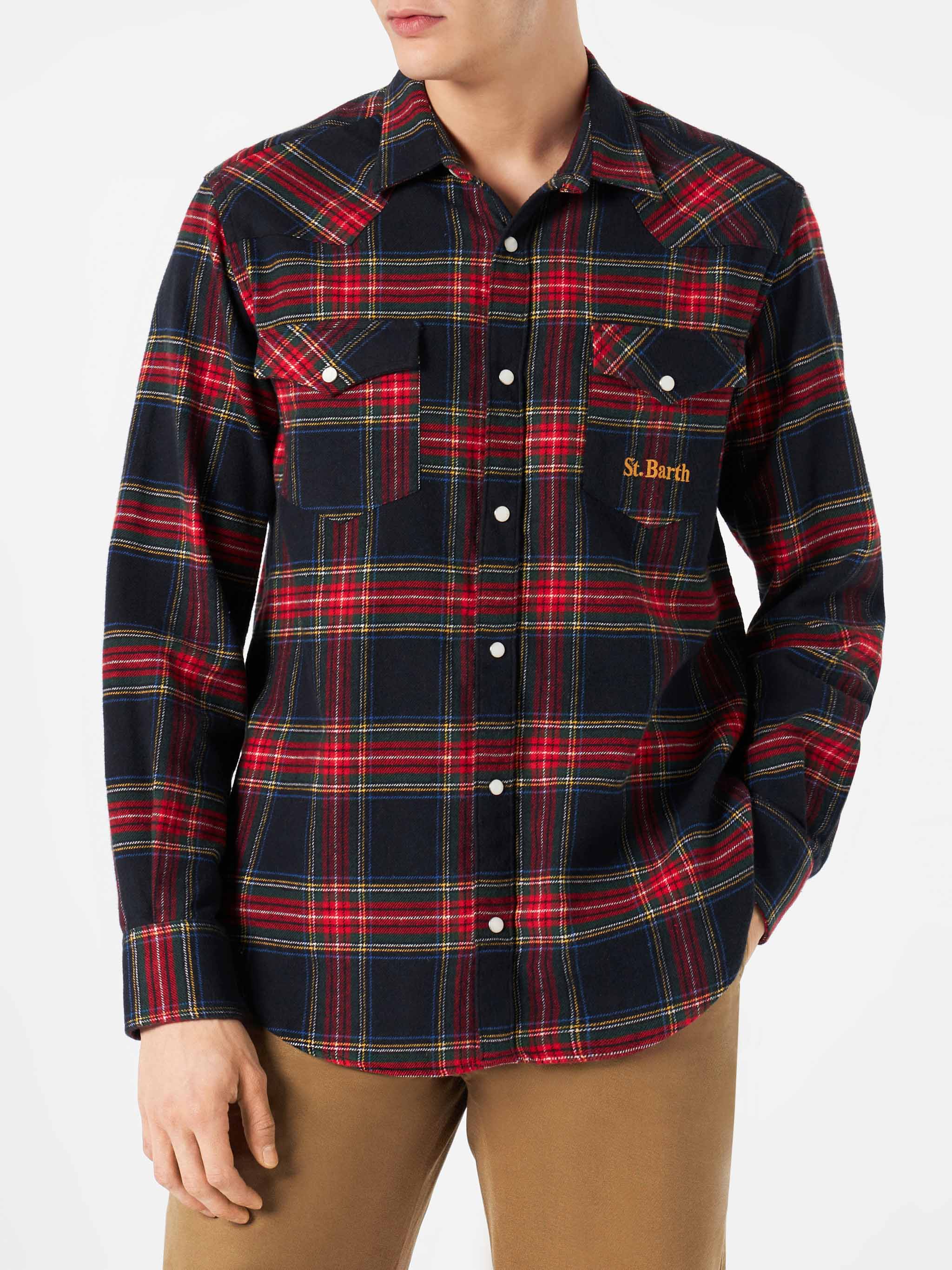 mc2-saint-barth-greg-camicia-tartan-blu-navy-in-cotone-stile-texano image 1
