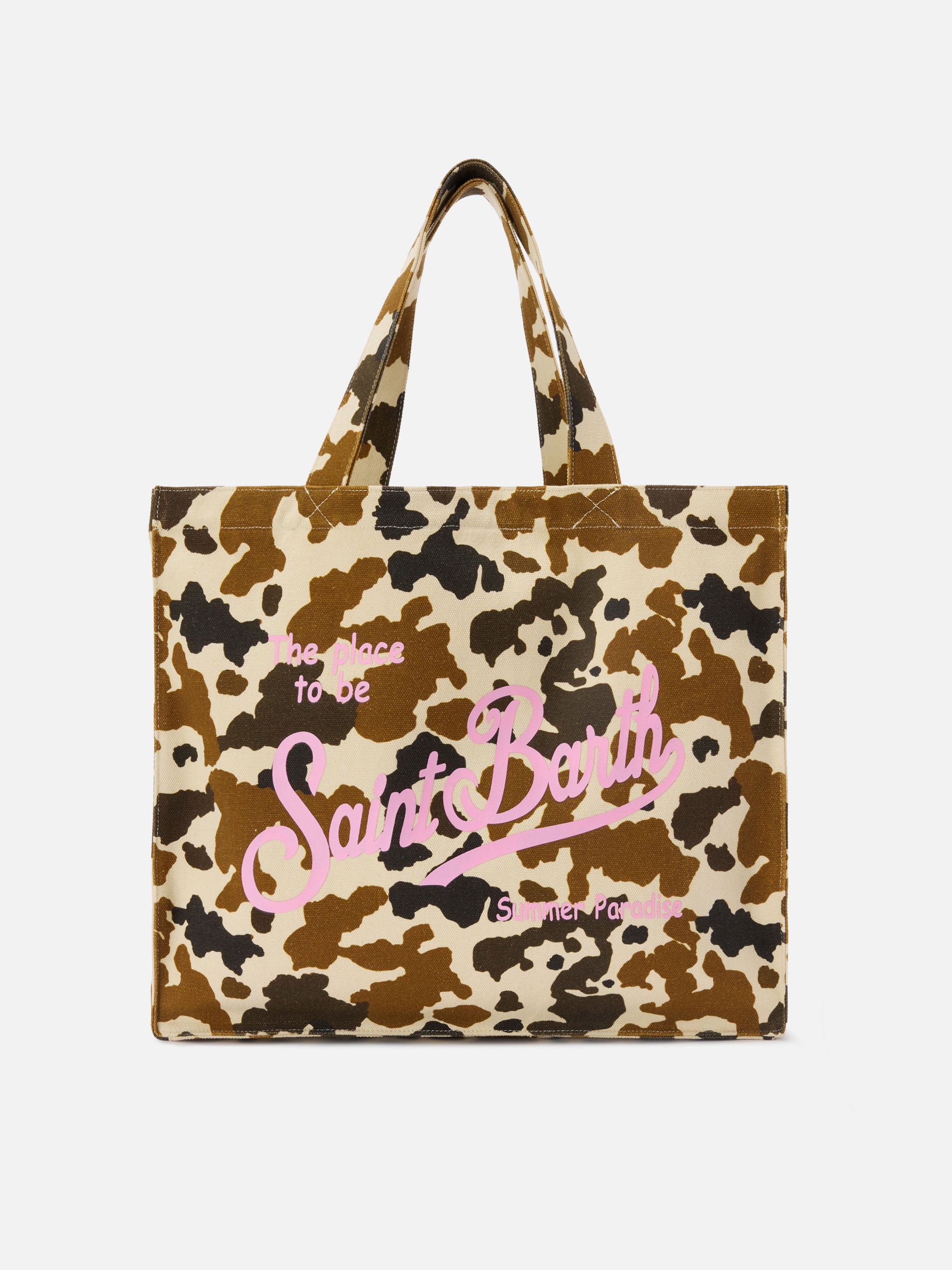 borsa-essential-mc2-saint-barth-in-canvas-con-stampa-muccata-e-logo-stampato image 1