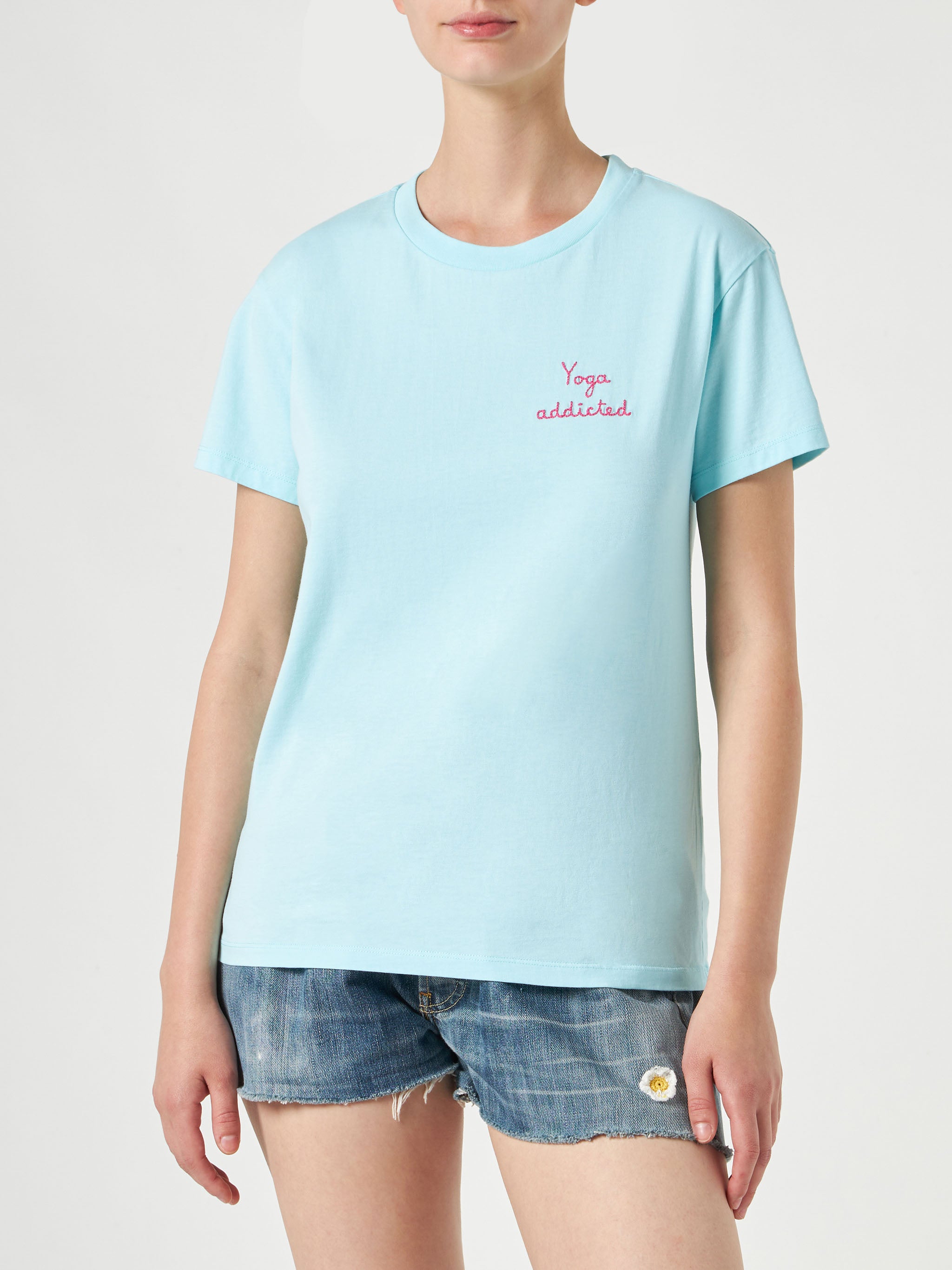 mc2-saint-barth-t-shirt-emilie-donna-in-cotone-verde-acqua-yoga-addicted image 2