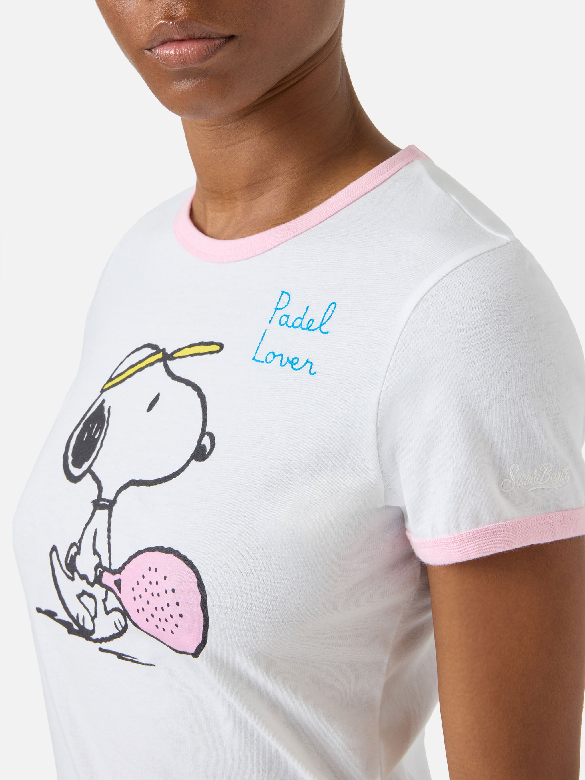 mc2-saint-barth-t-shirt-emilie-string-bianca-snoopy-padel-lover-special-edition image 3