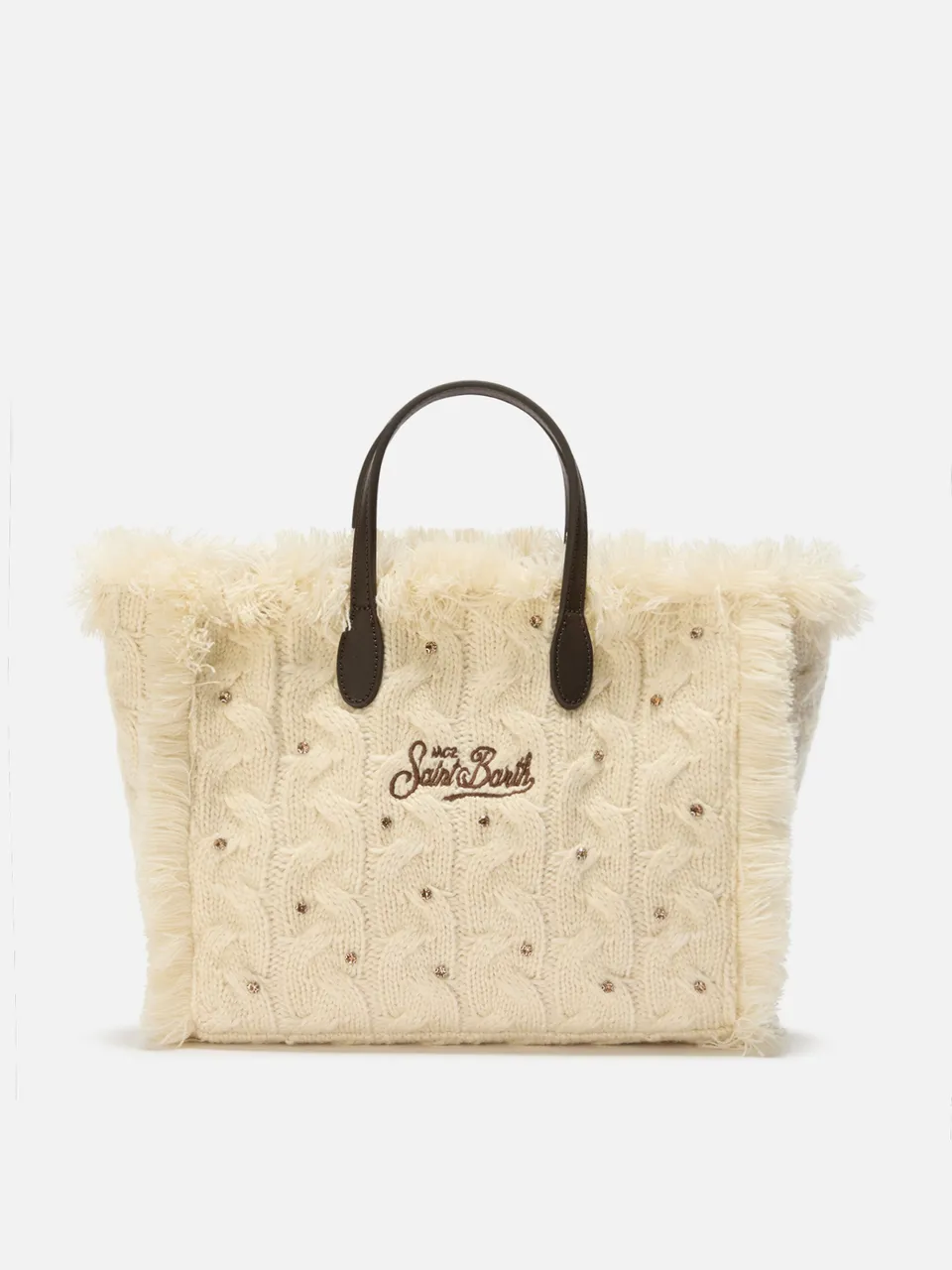 mc2-saint-barth-borsa-colette-wool-braid-bianca-con-strass-e-tracolla-removibile image 1