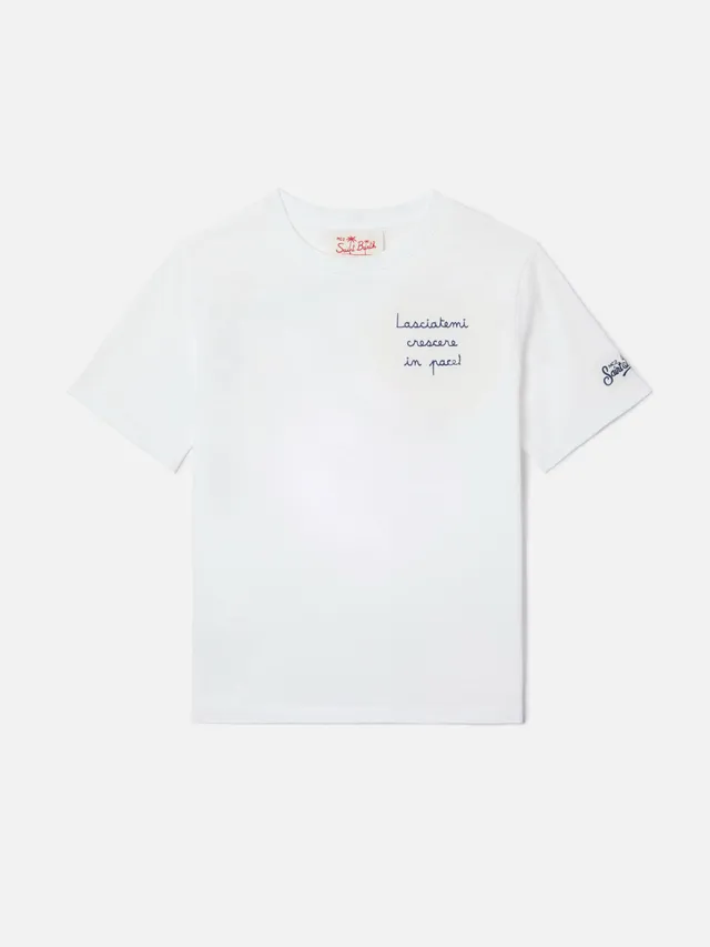 mc2-saint-barth-portofino-jr-t-shirt-bambino-bianca-lasciatemi-crescere-in-pace image 1