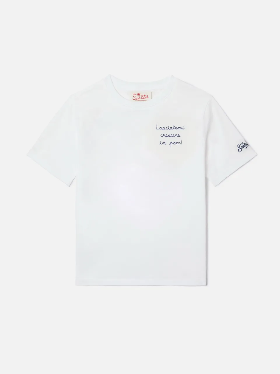 mc2-saint-barth-portofino-jr-t-shirt-bambino-bianca-lasciatemi-crescere-in-pace image 1