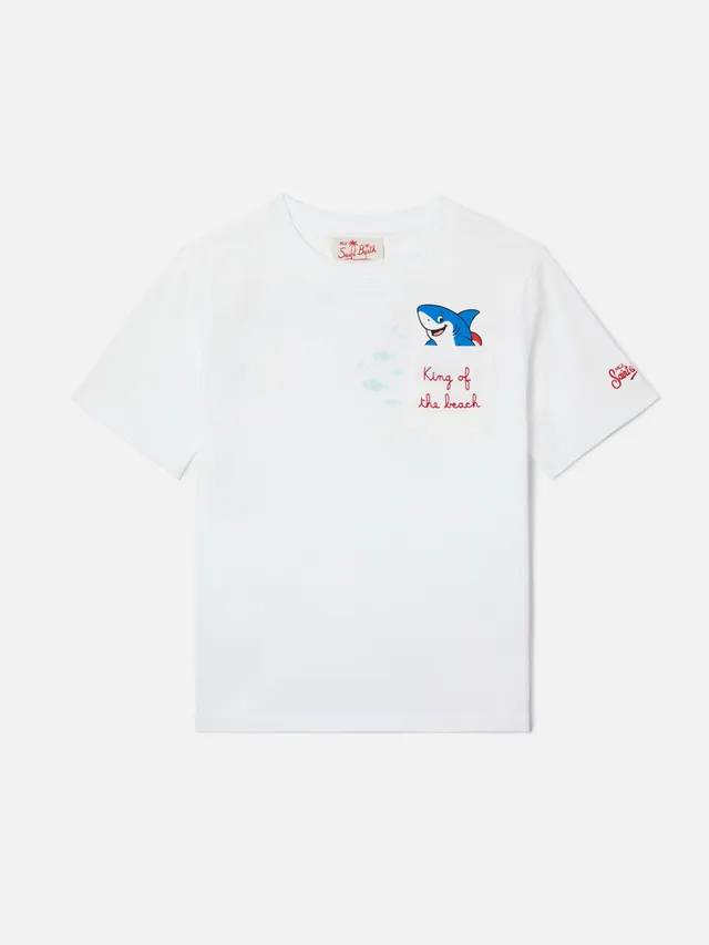 t-shirt-mc2-saint-barth-eddy-bambino-bianca-con-taschino-e-ricamo-king-of-the-be image 1