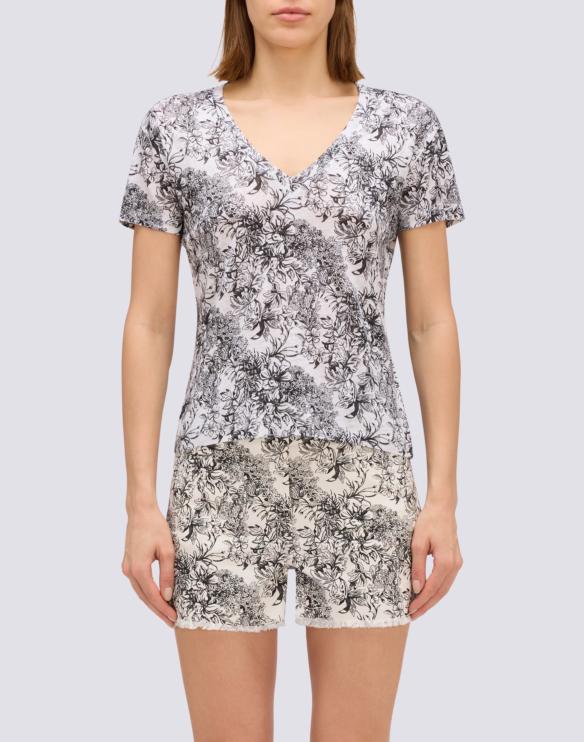 sundek-t-shirt-donna-mezza-manica-in-lino-stampa-fleur-de-joie image 1