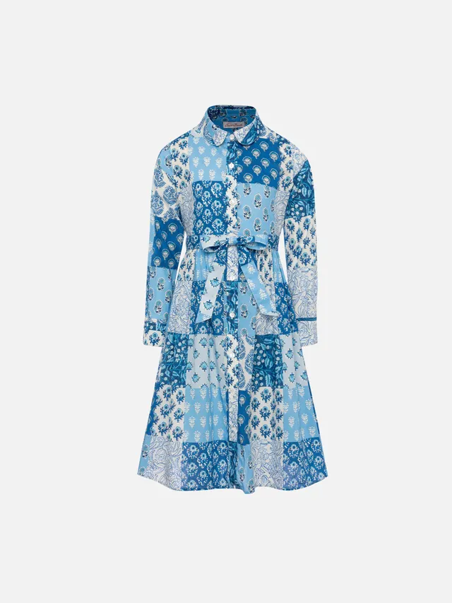 mc2-saint-barth-abito-chemisier-lungo-philipa-jr-stampa-patch-fiori-blu-bambina image 1